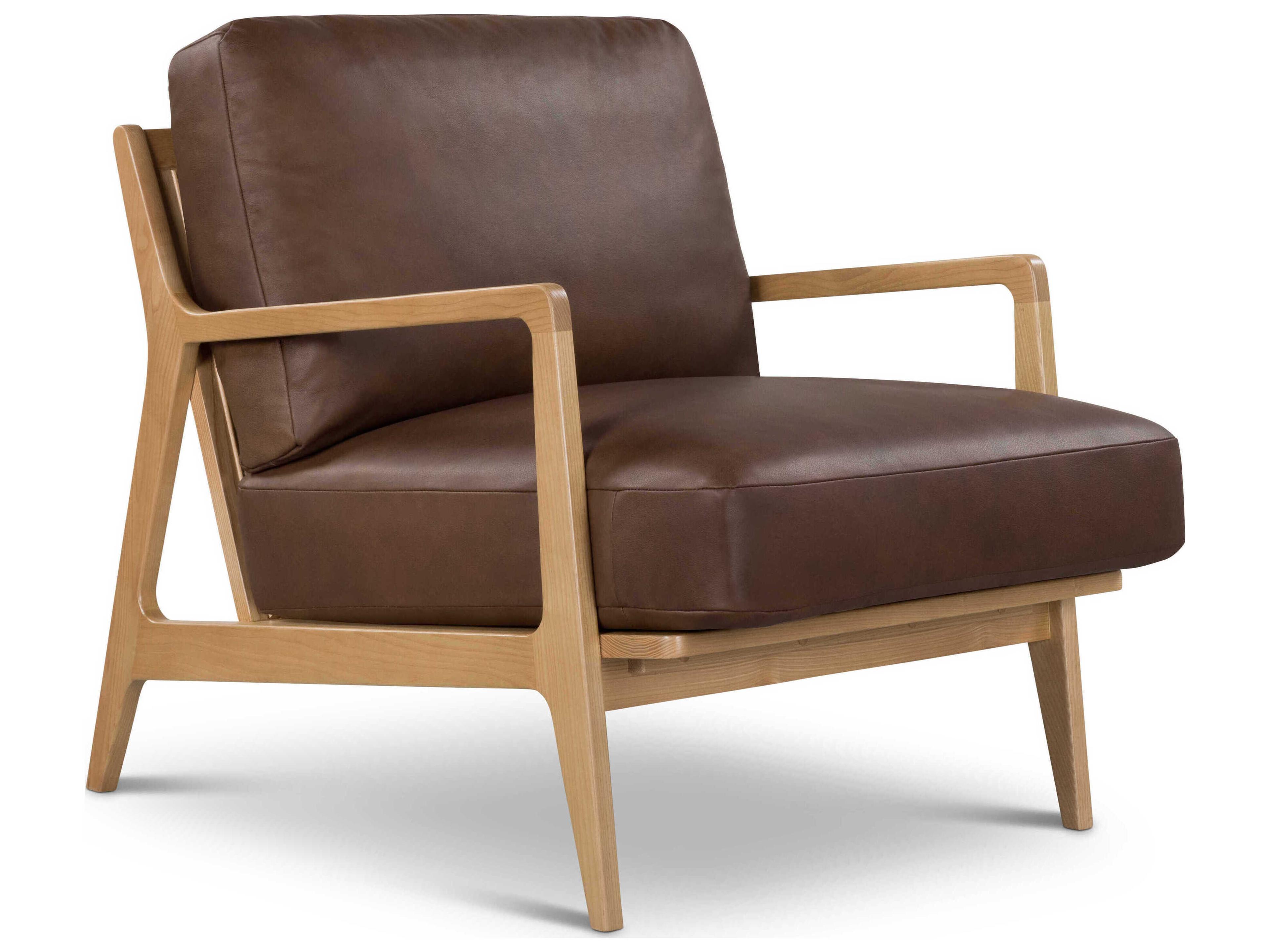 Urbia Carmelo Oak Genuine Leather Accent Chair