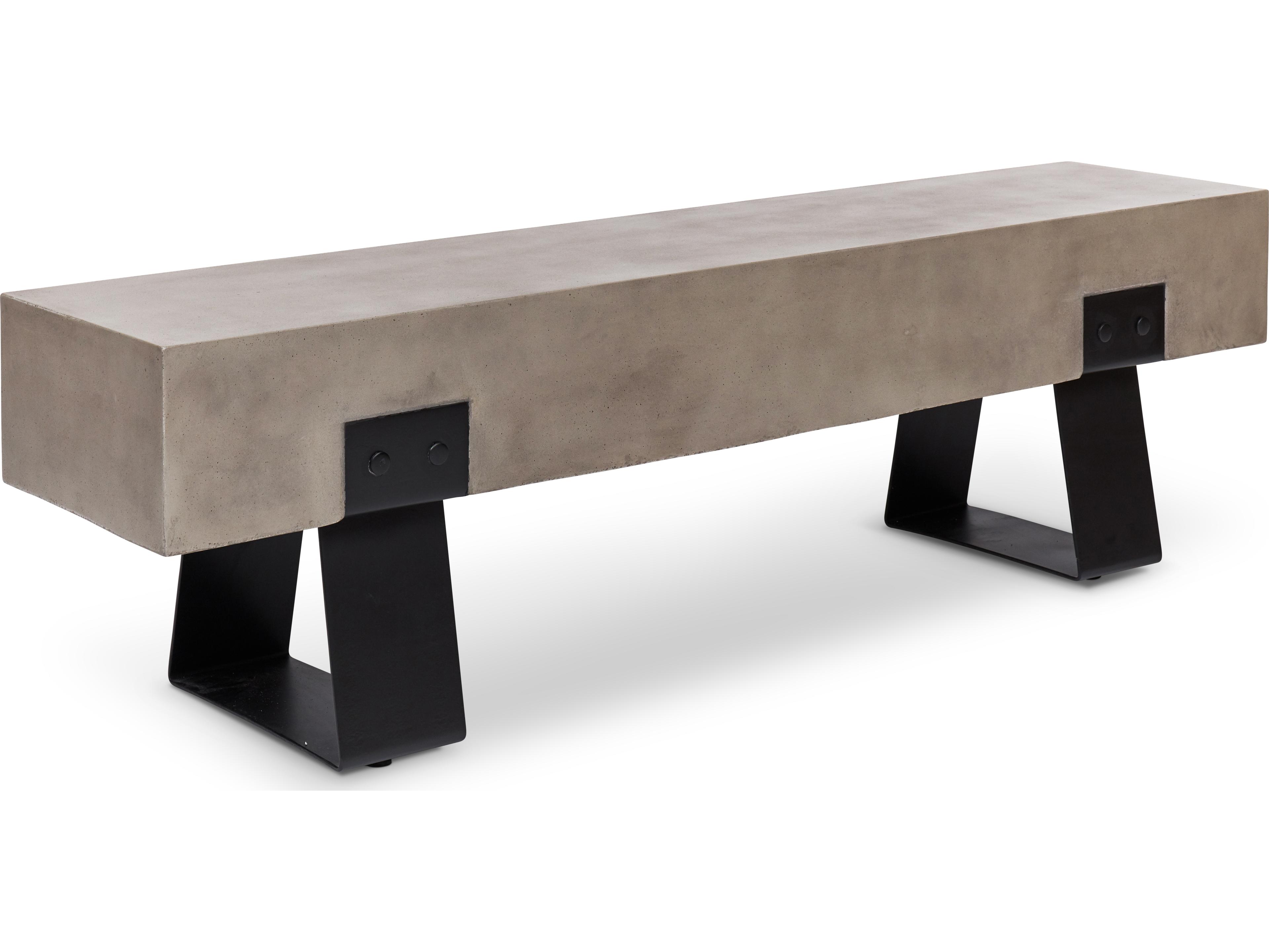 Industrial Concrete Dark Grey Black Accent Bench