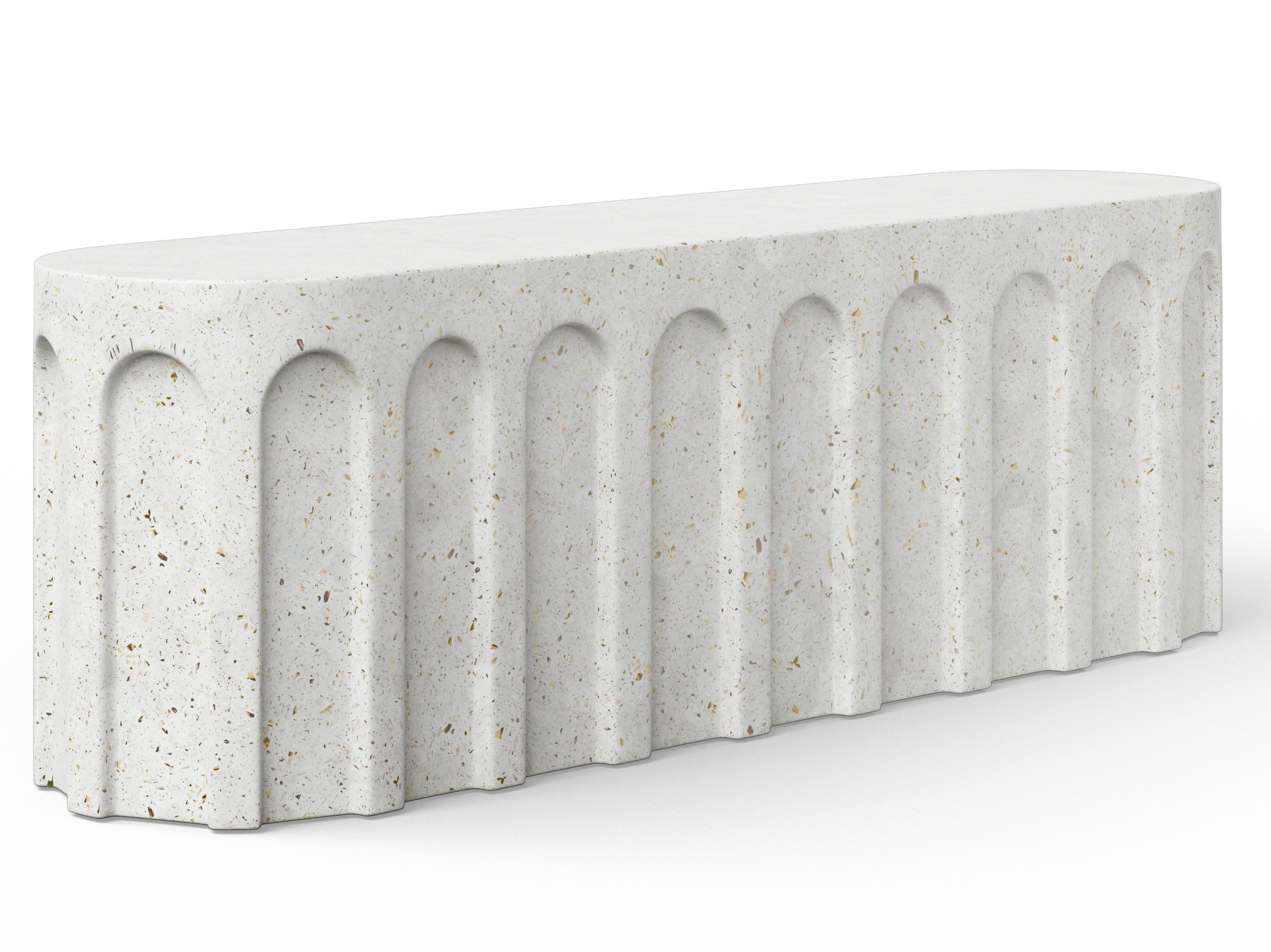 Urbia Outdoor Mixx Ivory Terrazzo Concrete Bench