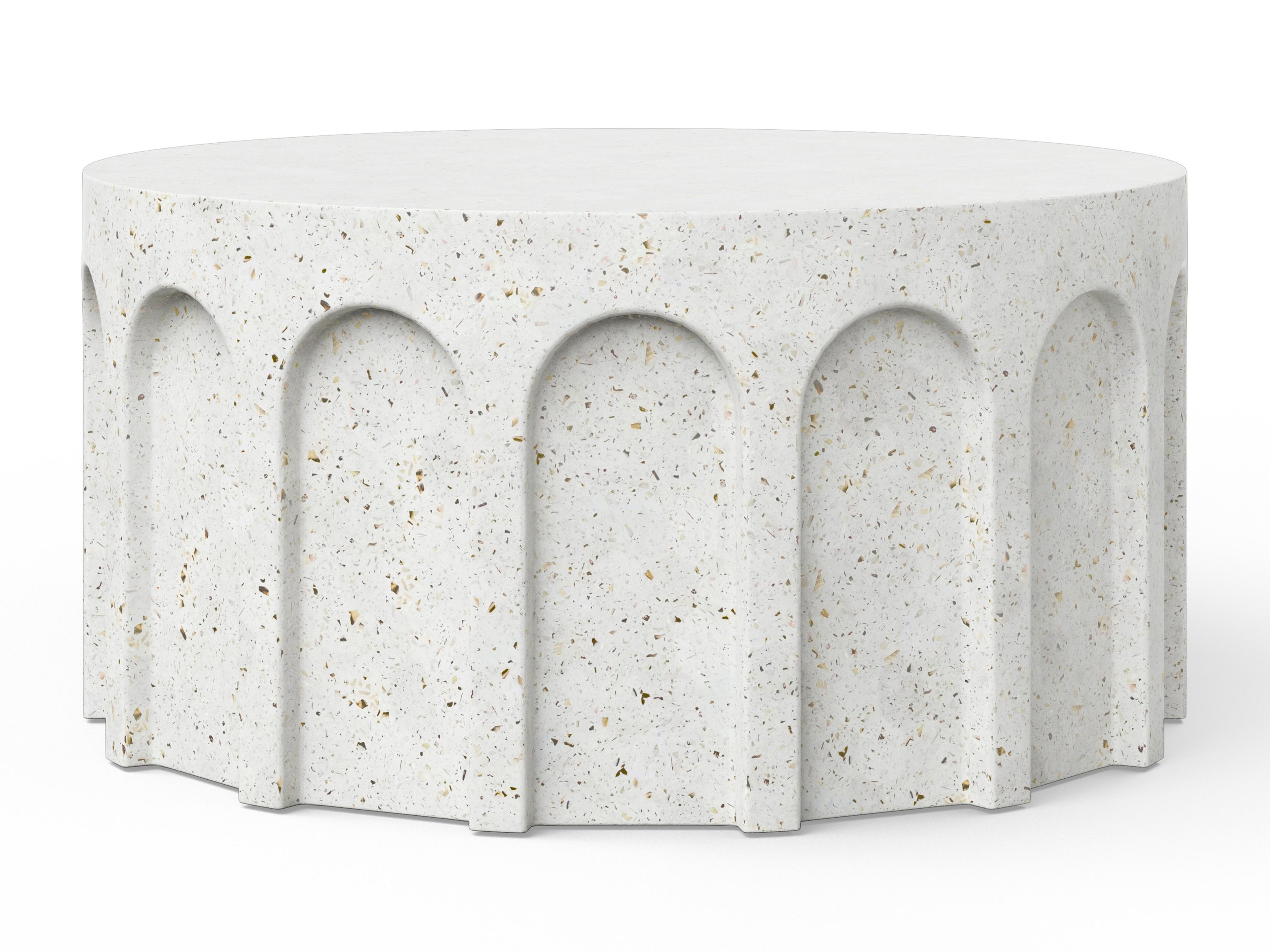 Urbia Outdoor Mixx Ivory Terrazzo Concrete Round Coffee Table