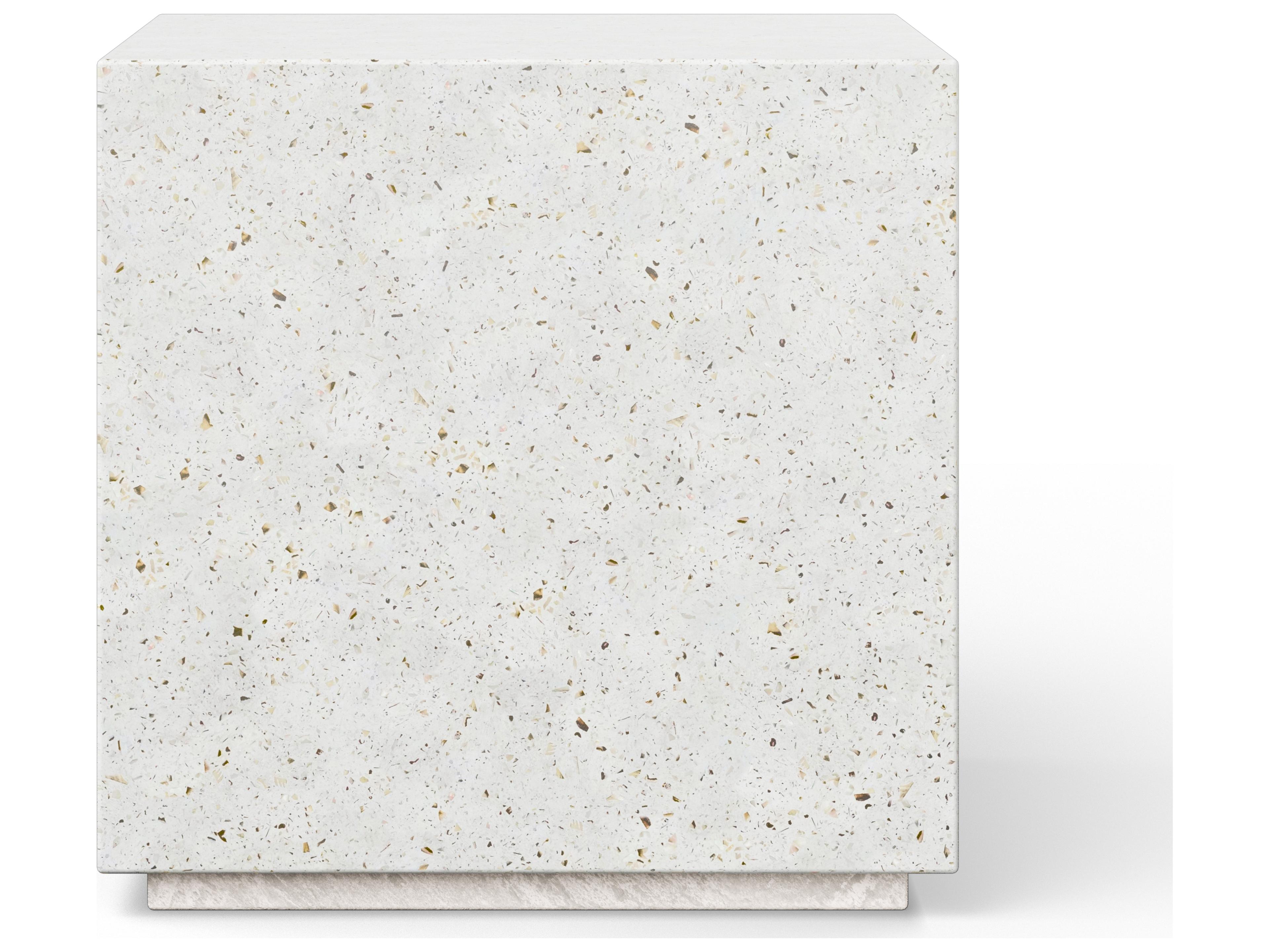 Urbia Outdoor Mixx Ivory Terrazzo Concrete Square End Table