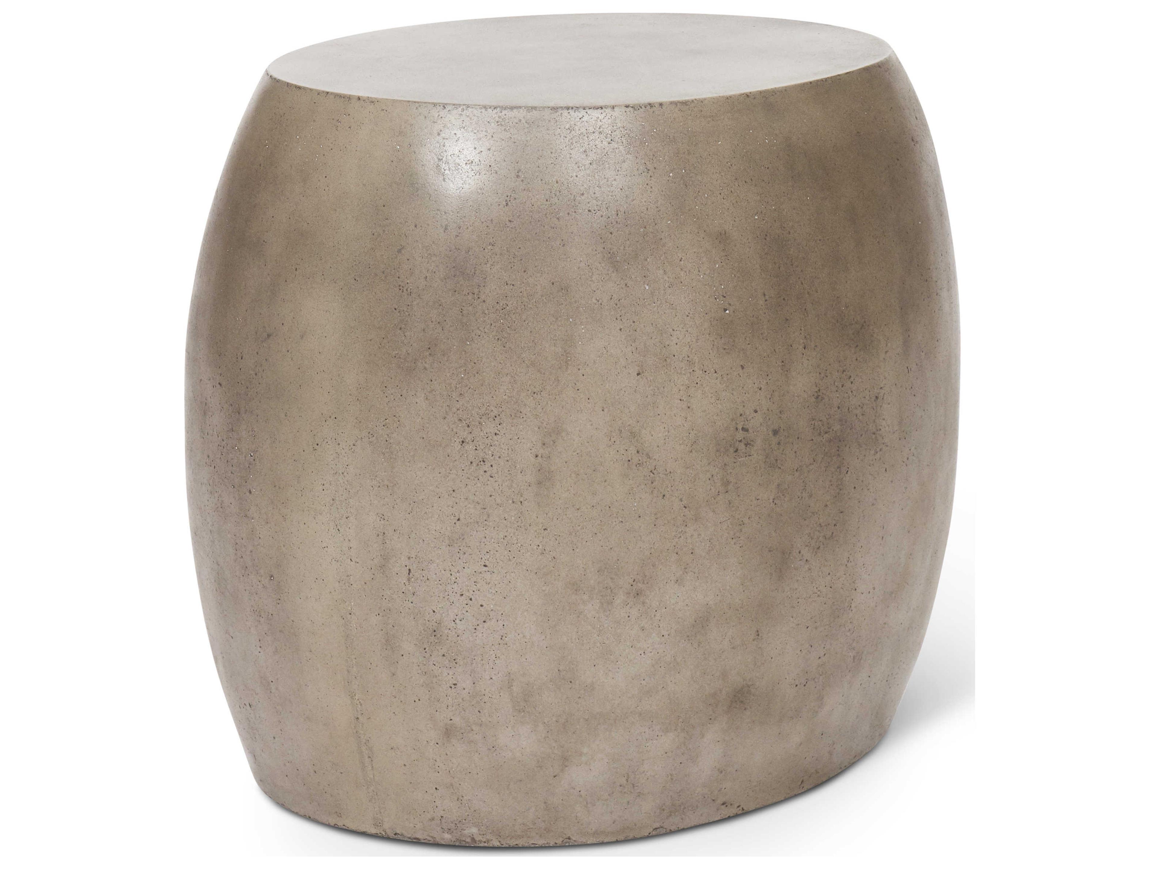 Urbia Outdoor Pebble Dark Grey Concrete Oval End Table