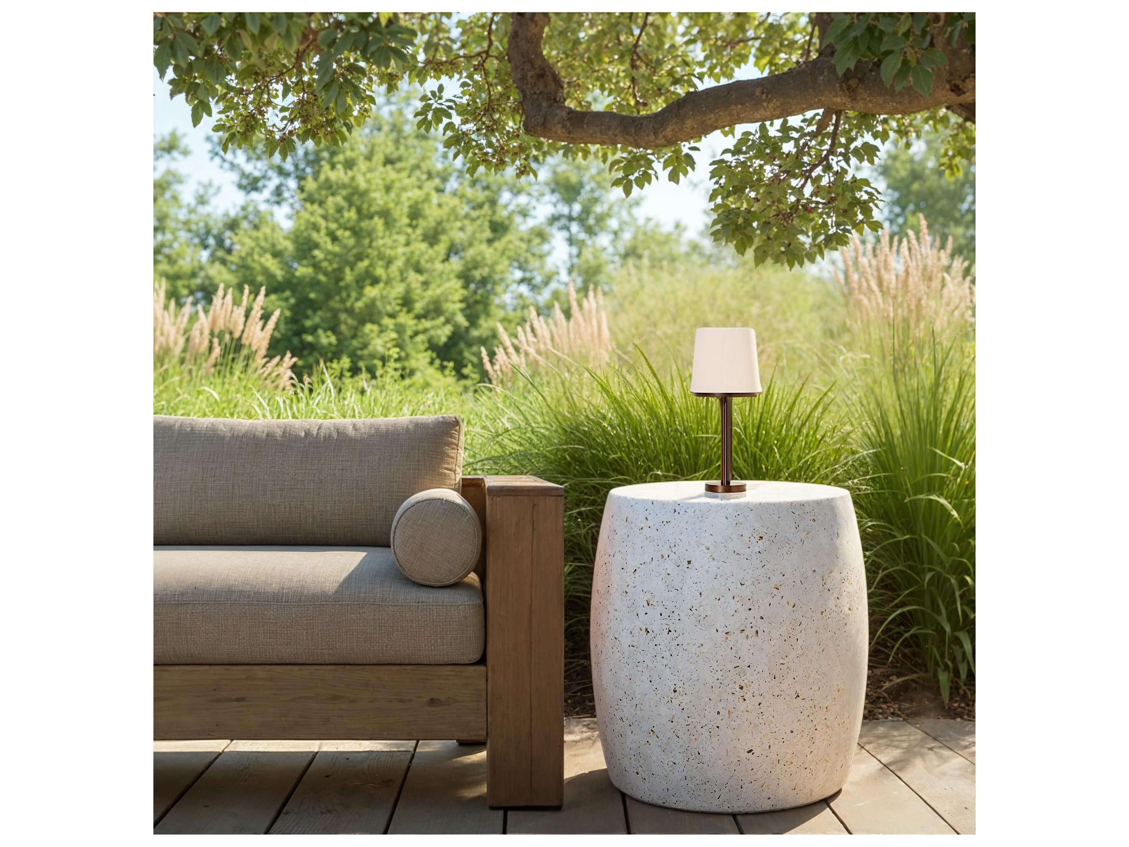 Mixx Ivory Terrazzo Concrete Round End Table