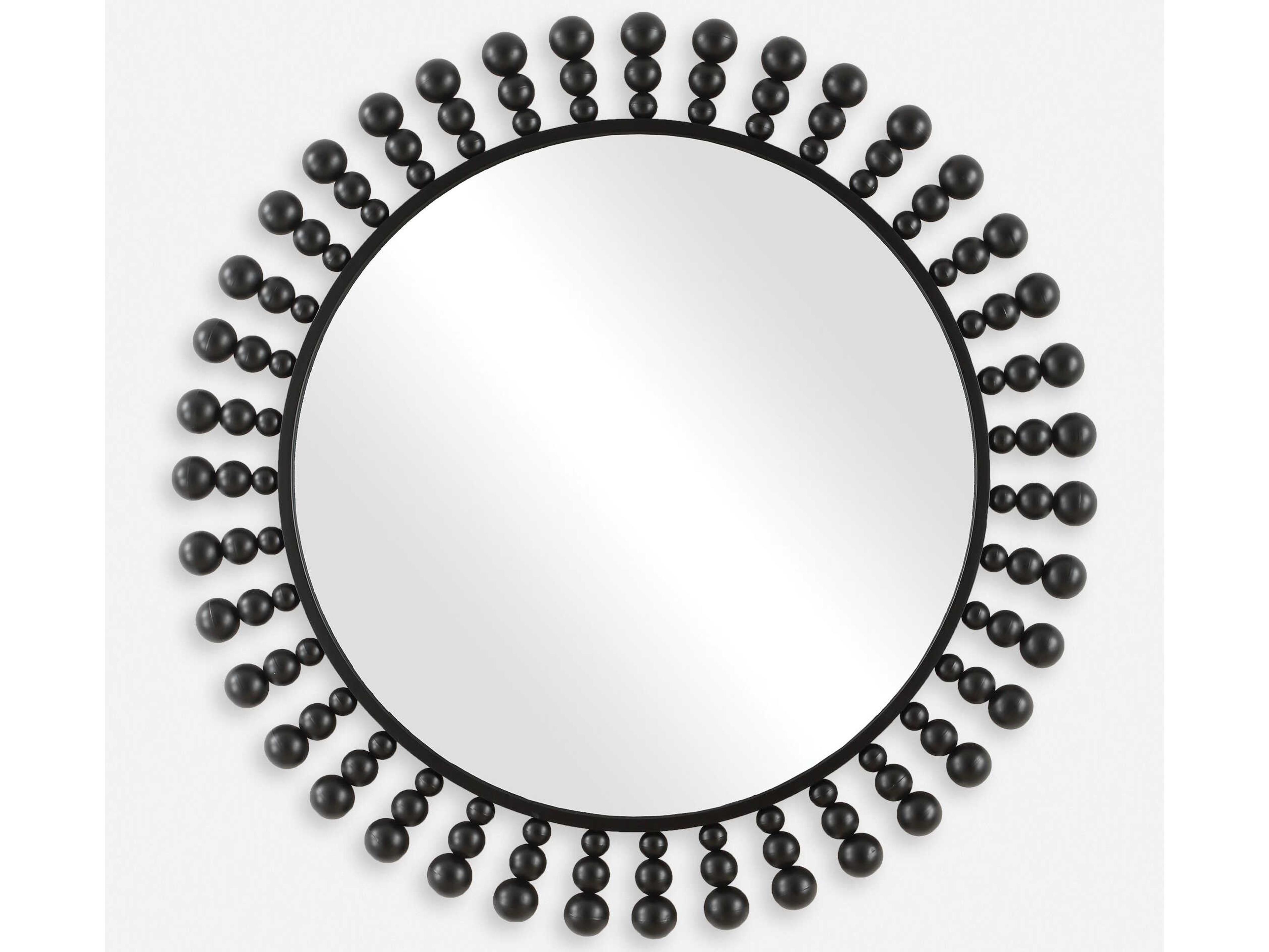 Uttermost Aziel Satin Black Round Wall Mirror