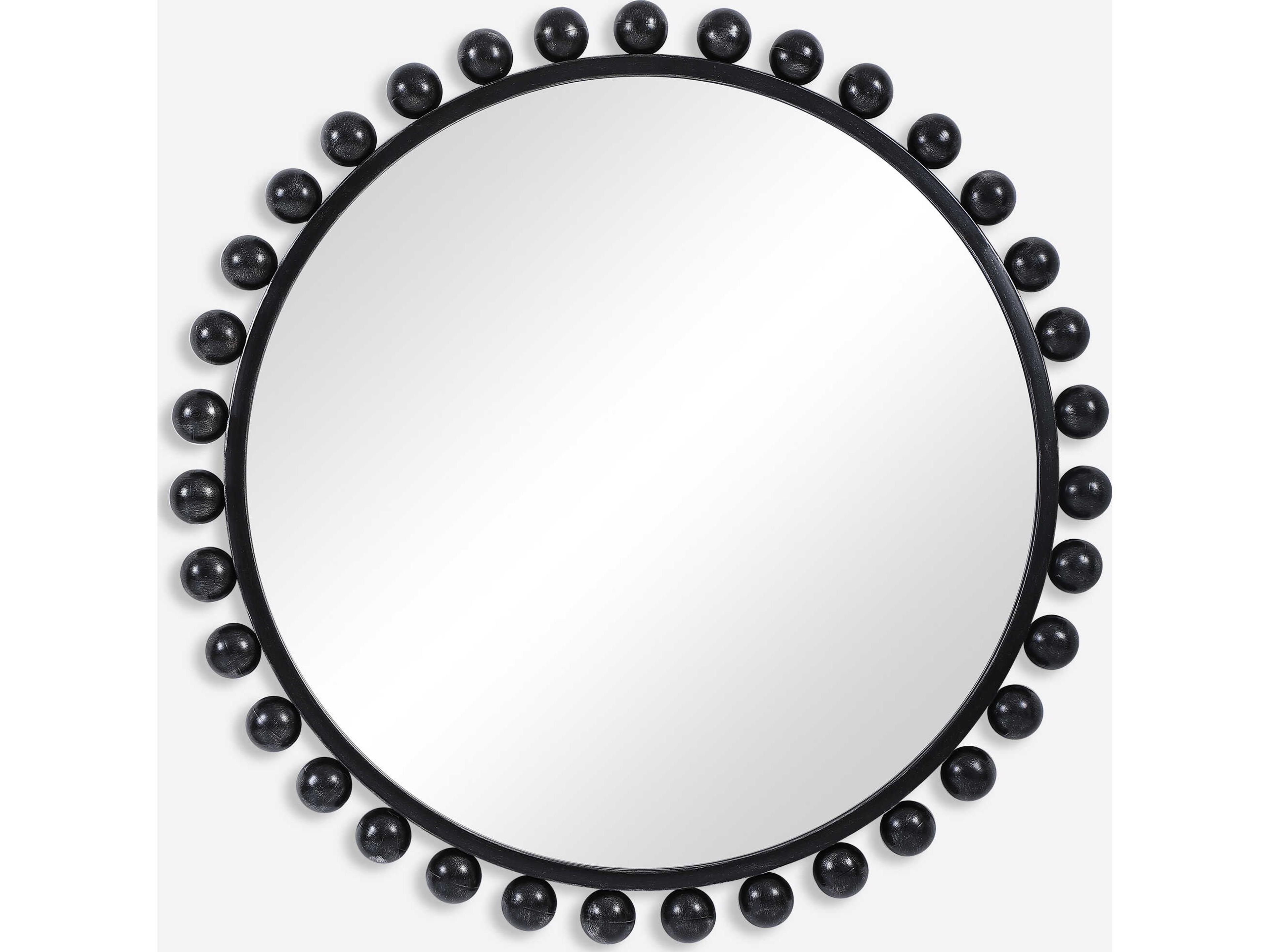 Uttermost Cyra Distressed Black Round Wall Mirror