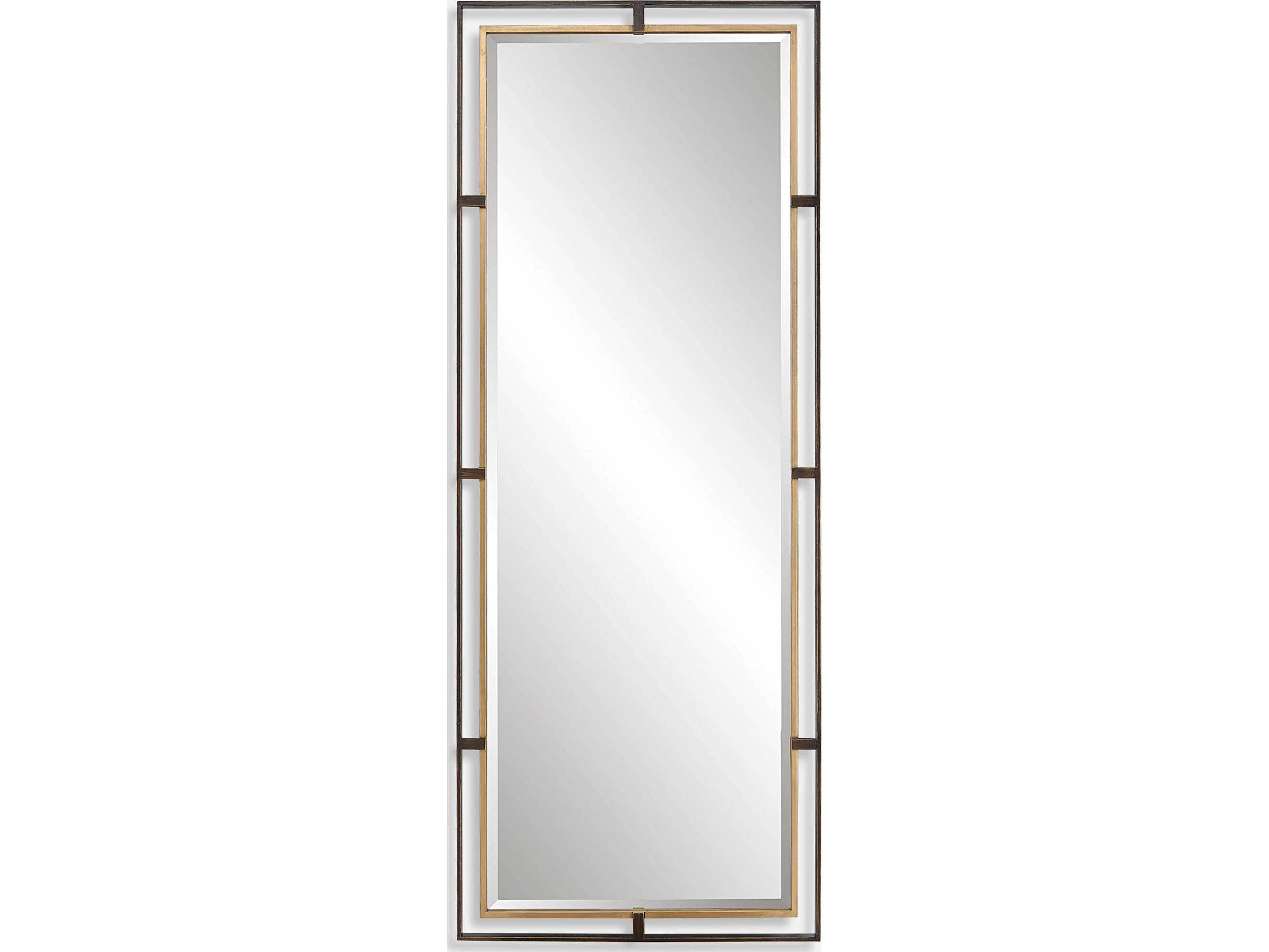 Uttermost Carrizo Rustic Bronze / Antiqued Gold Leaf Rectangular Floor Mirror