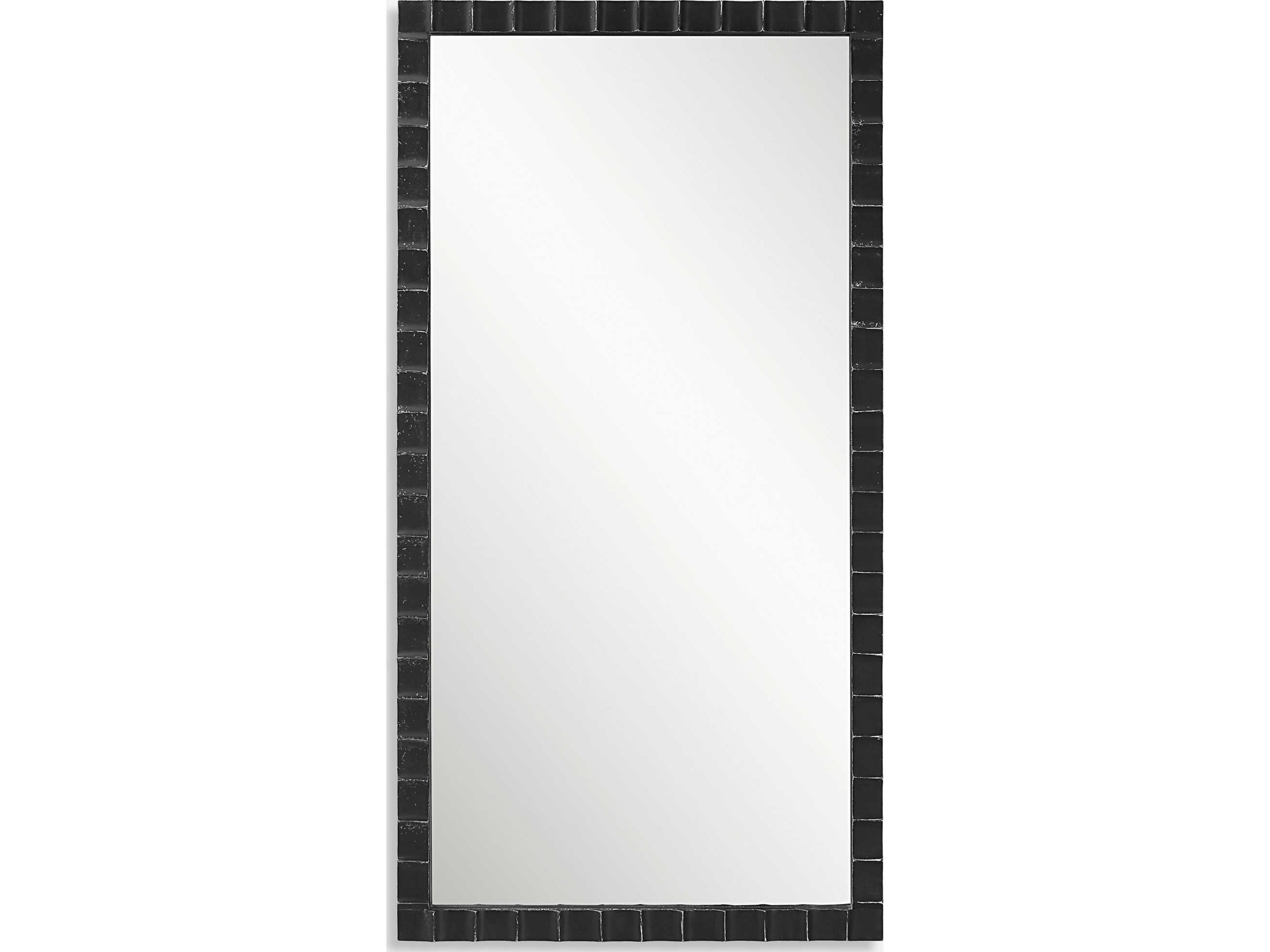 Uttermost Dandridge Distressed Matte Black With Silver Undertones Rectangular Wall Mirror