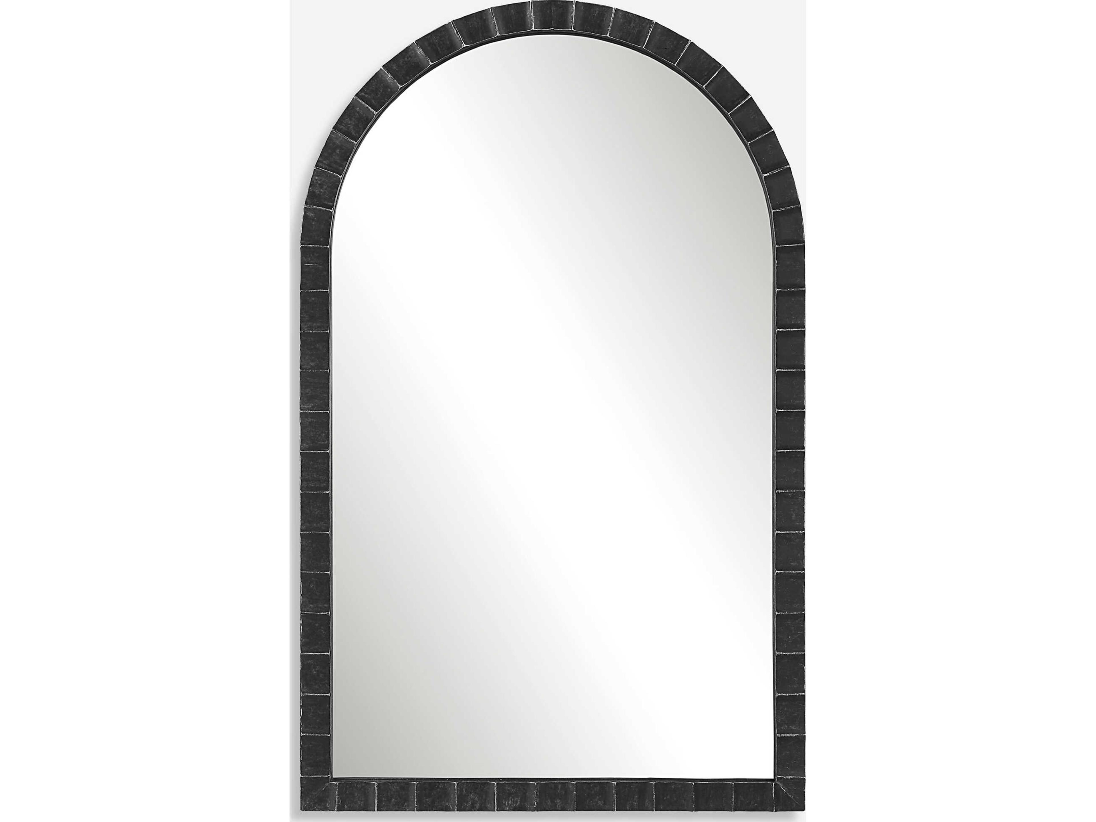 Uttermost Dandridge Distressed Matte Black With Silver Undertones Wall Mirror