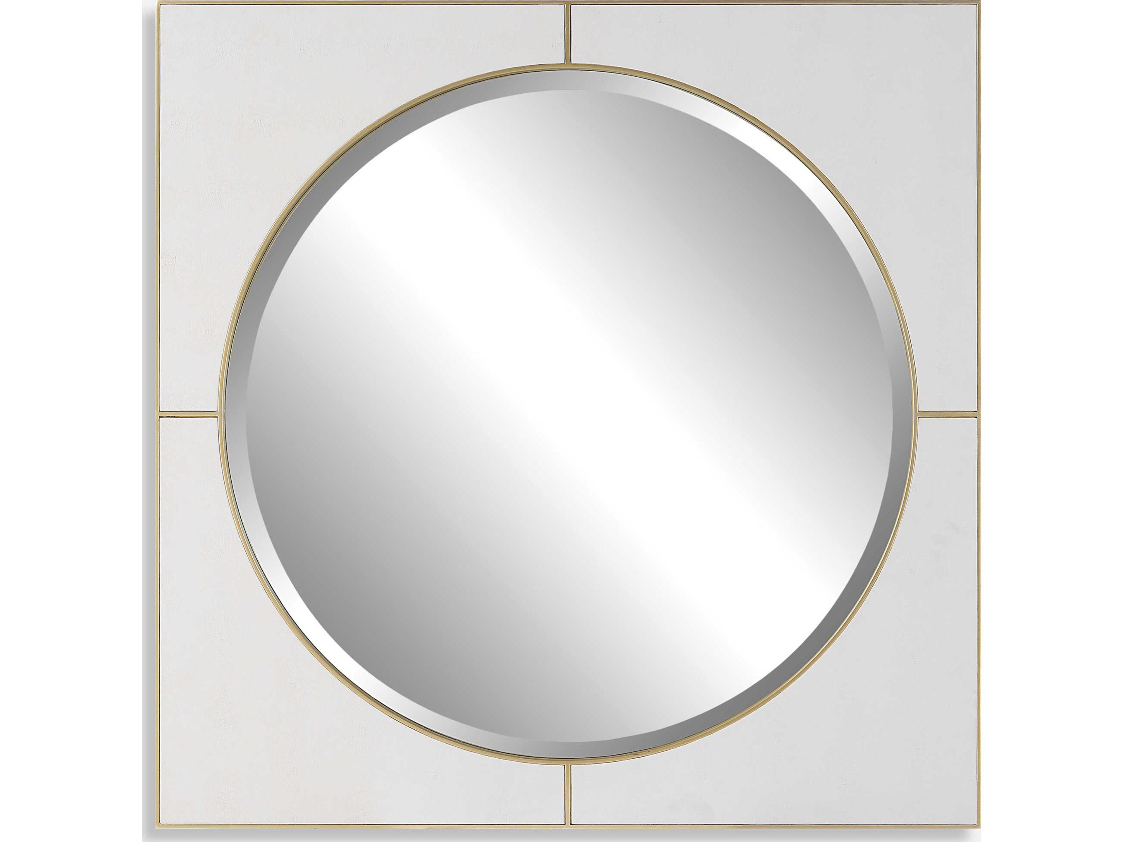 Uttermost Cyprus White Faux Shagreen / Soft Gold Square Wall Mirror