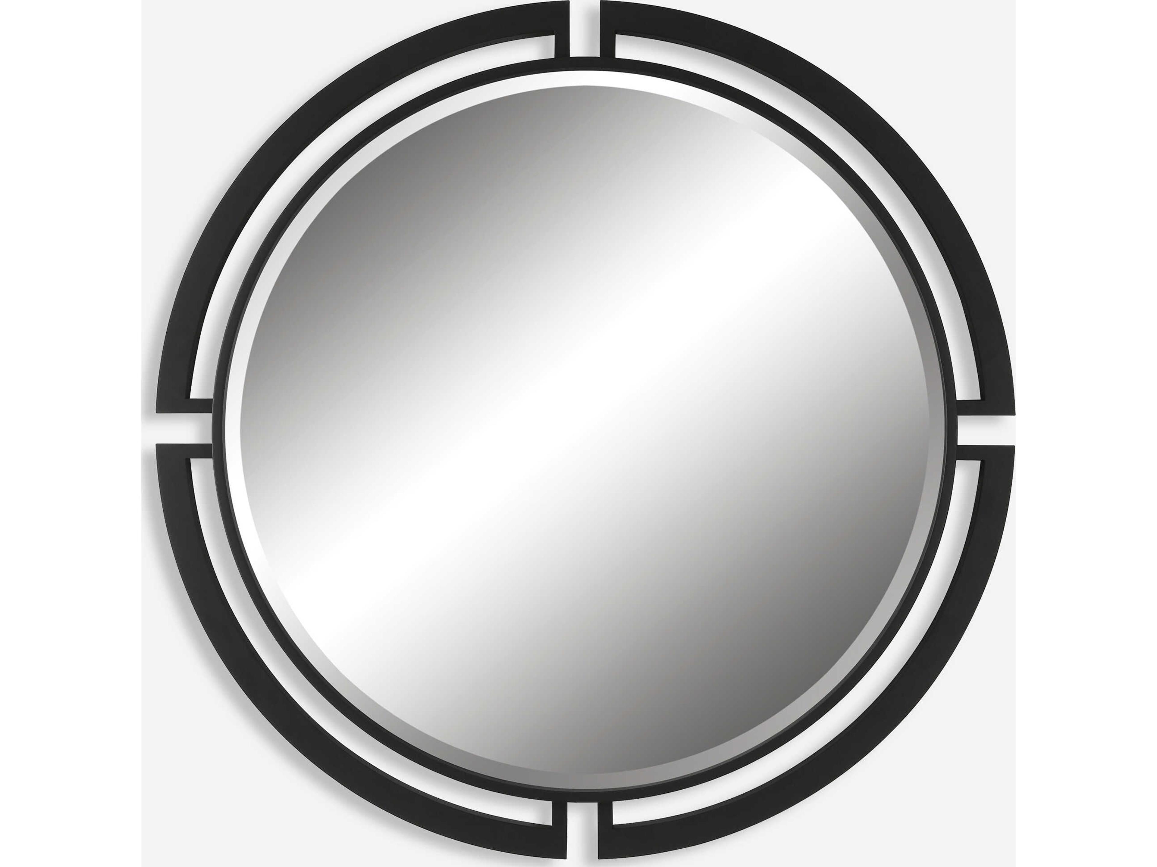 Uttermost Quadrant Satin Black Round Wall Mirror