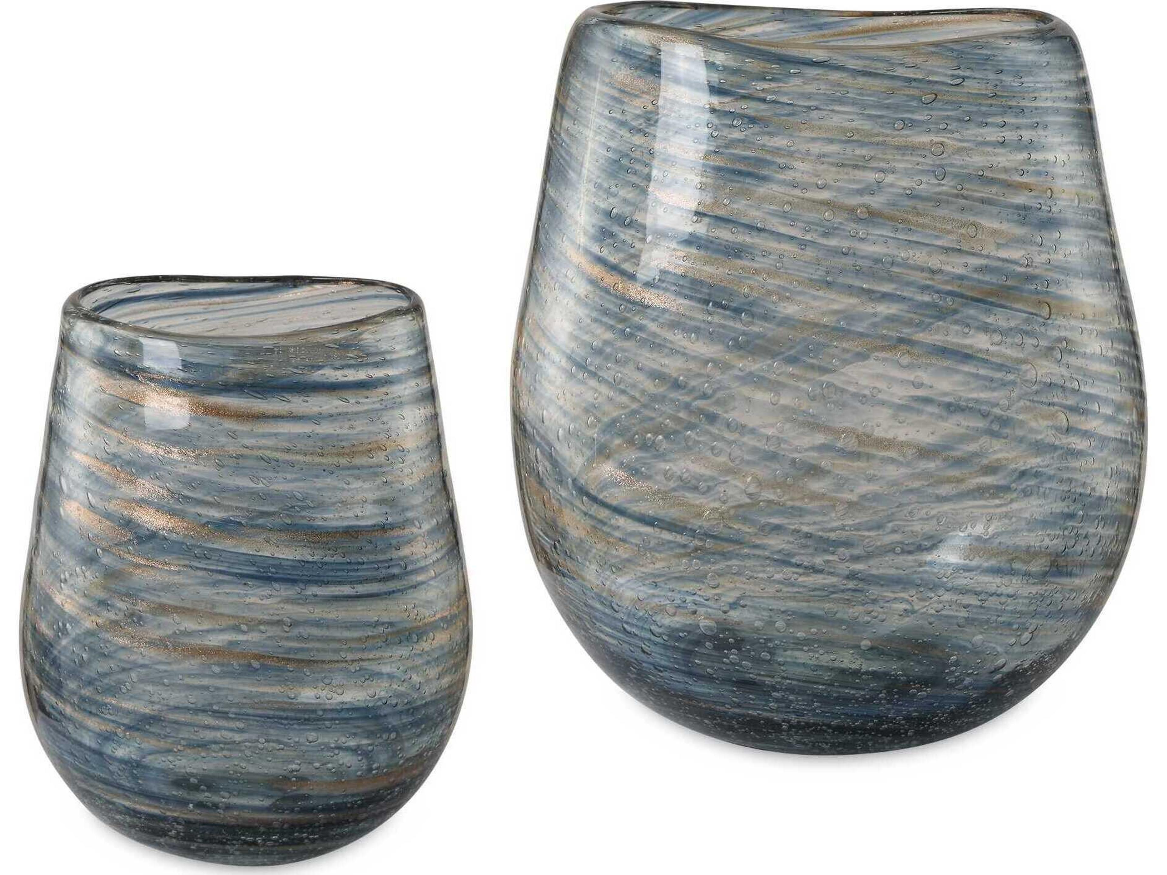 Uttermost Aurora Swirl Glass Vases Set of 2