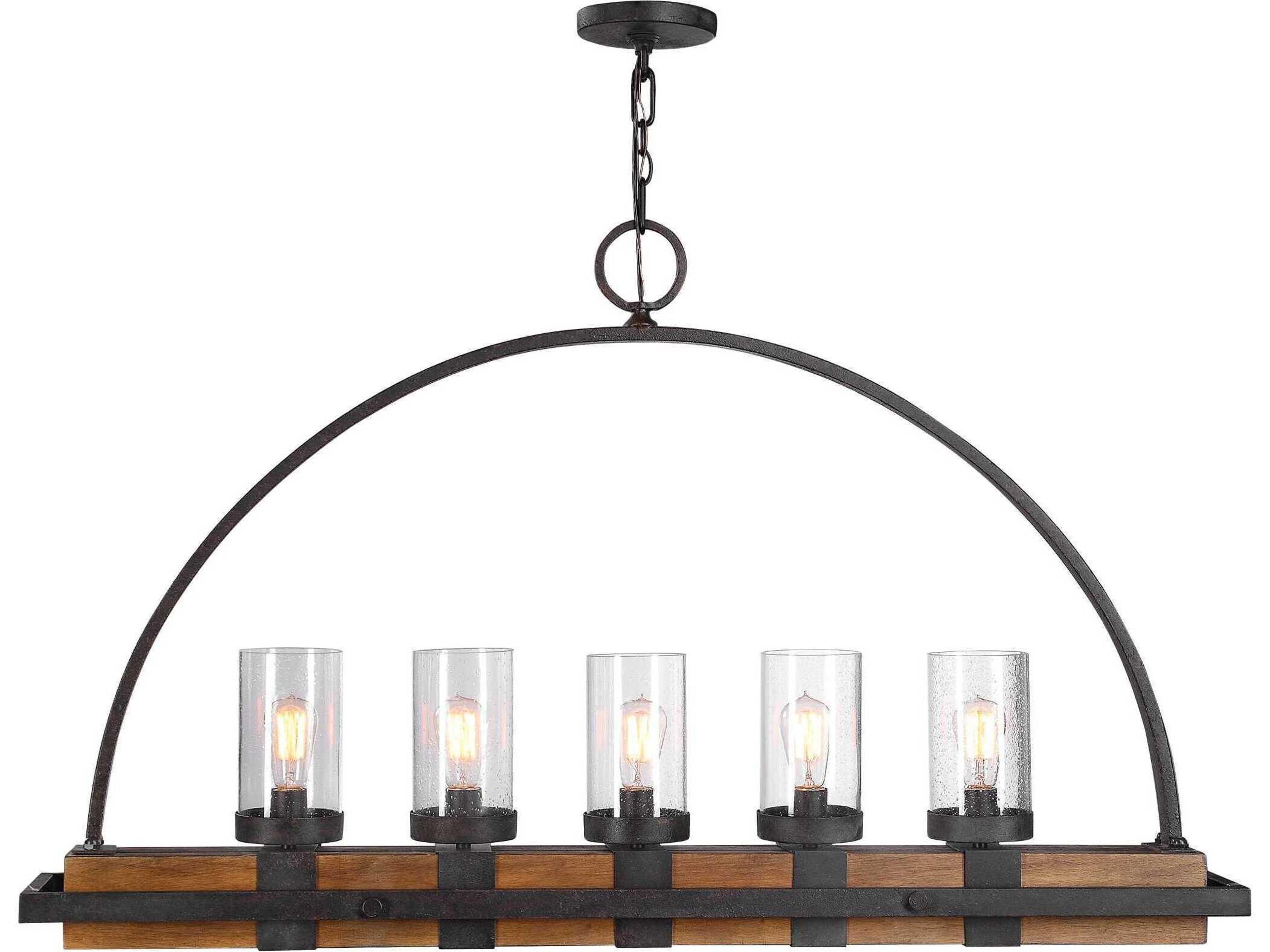 Uttermost Atwood 5-Light Deep Weathered Bronze Glass Cylinder Island Pendant