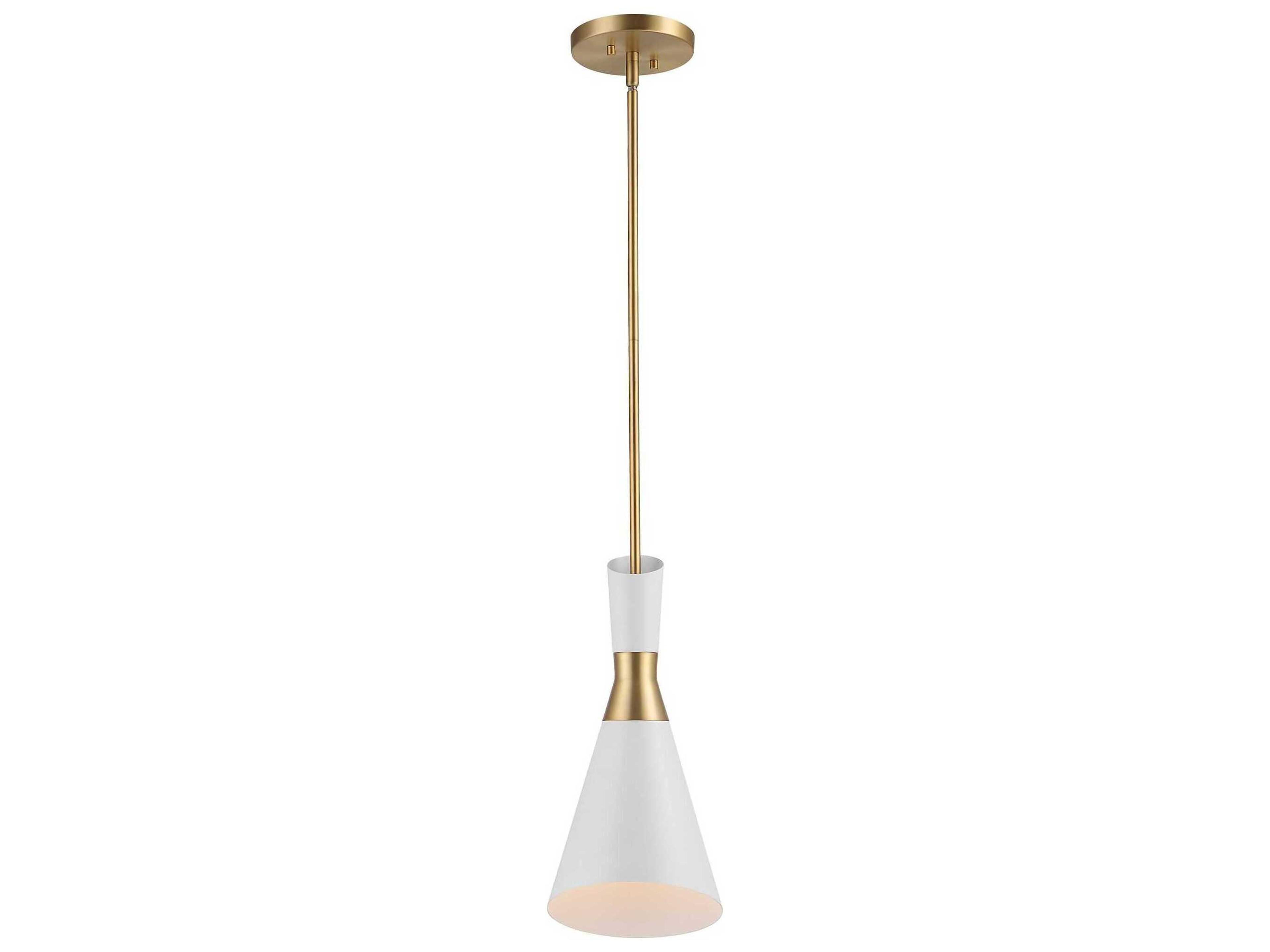 Uttermost 1-Light Antique Brass White Mini Pendant