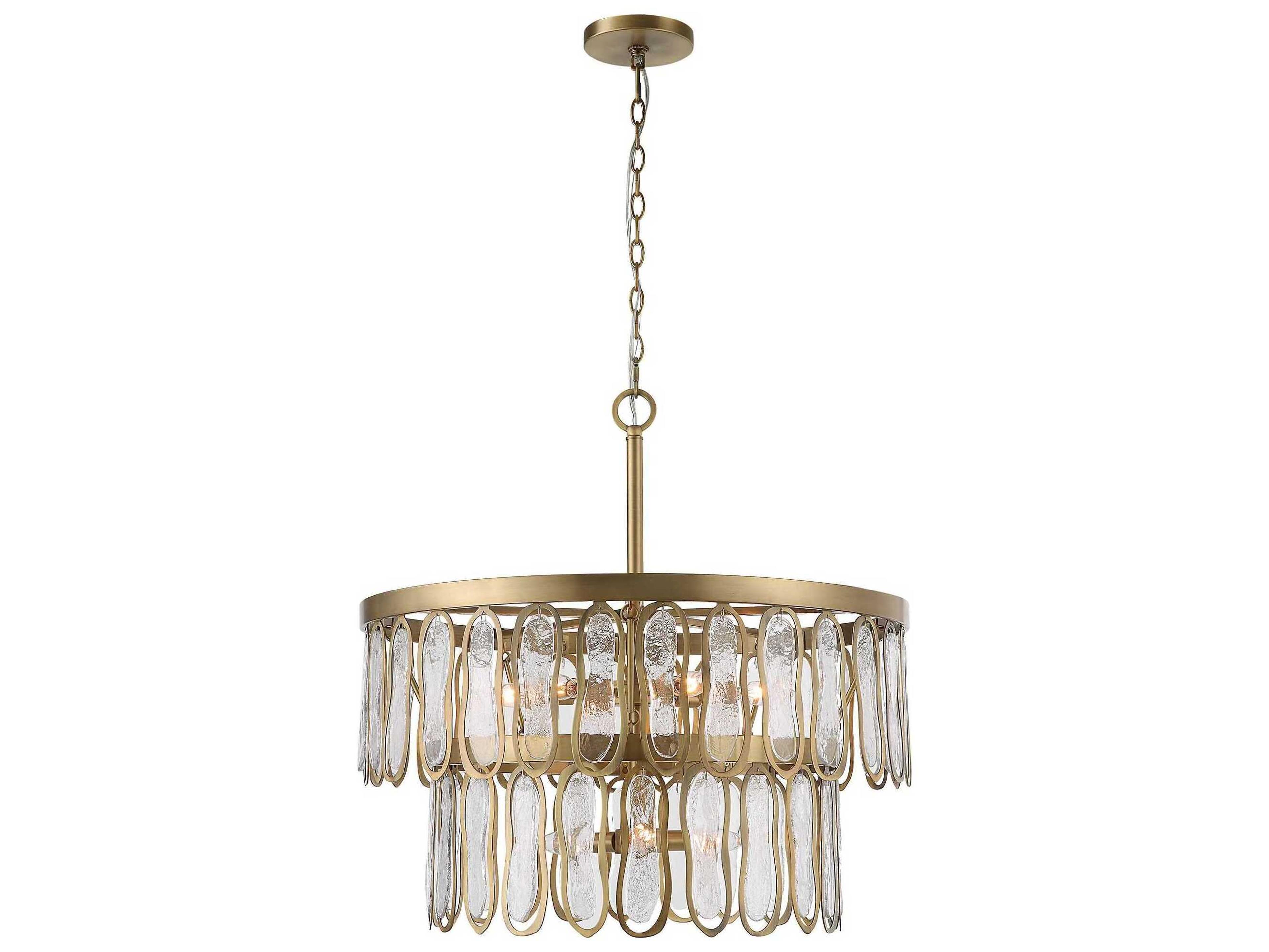 Uttermost Aurelie 9-Light Antique Brass Glass Tiered Pendant