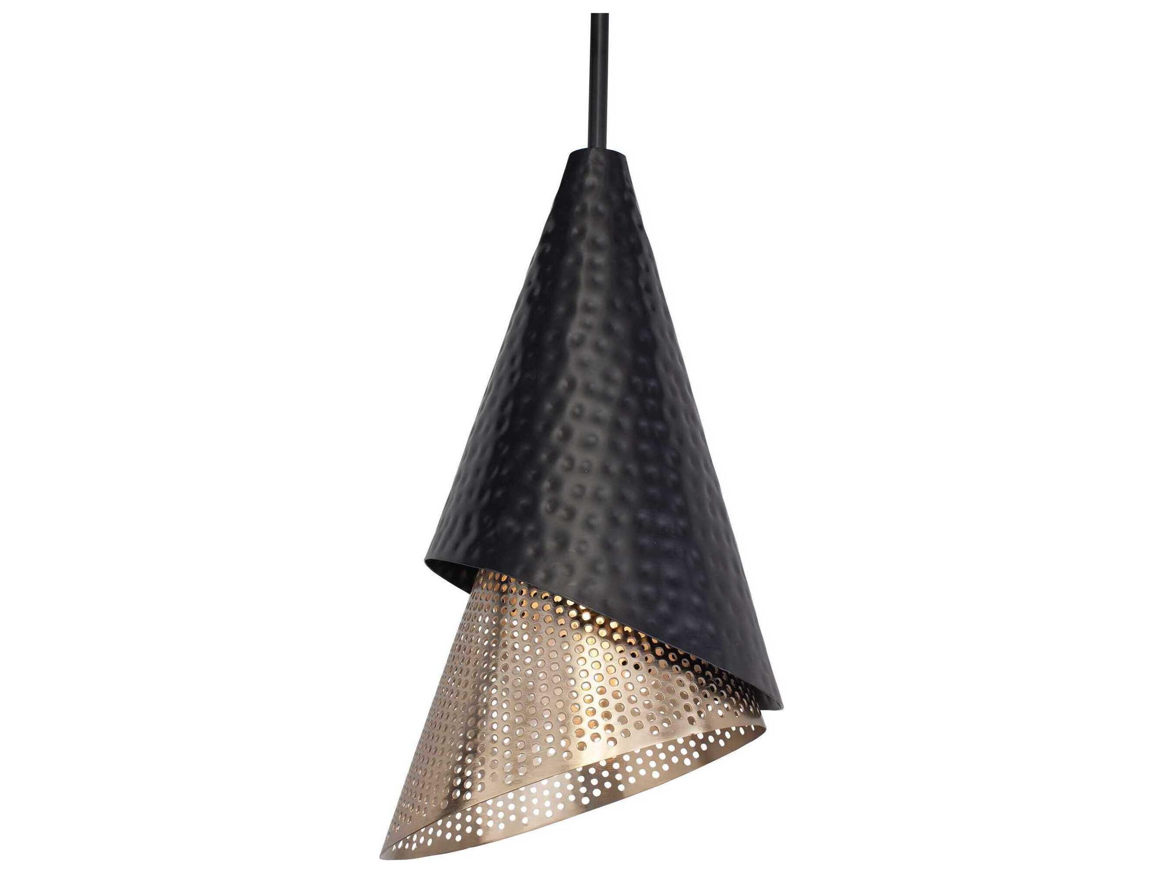 Uttermost Apollo 1-Light Matte Black Gold Mini Pendant