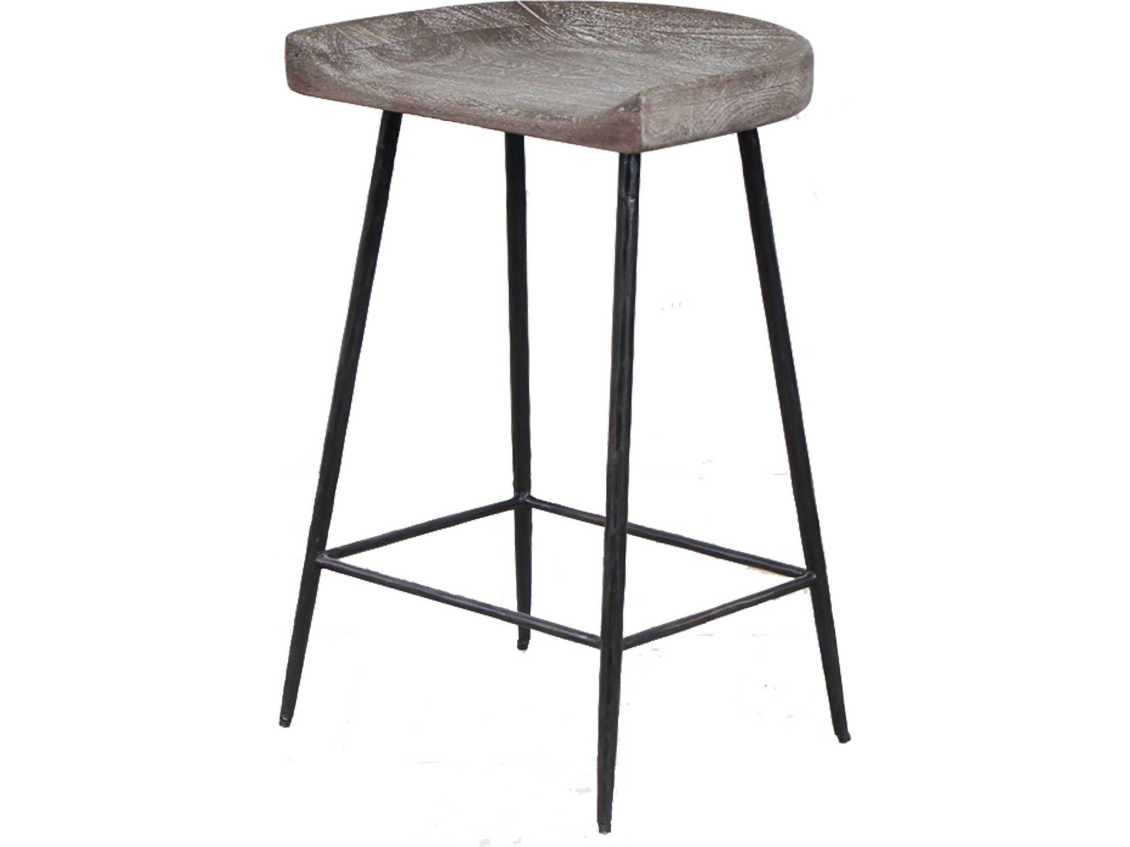 Uttermost Cordova Mango Wood Gray Satin Black Counter Stool