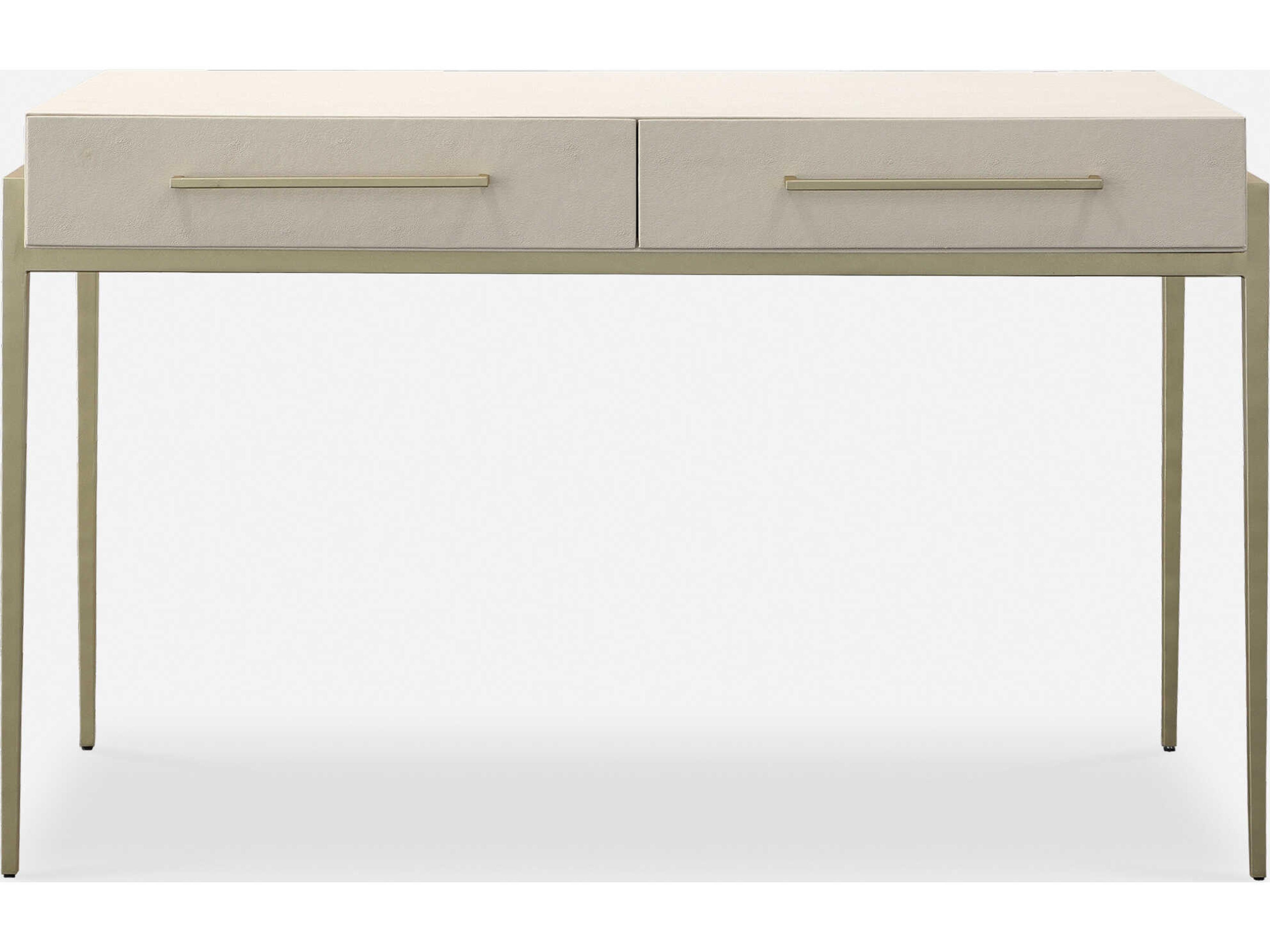 Uttermost Jewel White Faux Shagreen Gold Leaf Secretary Desk