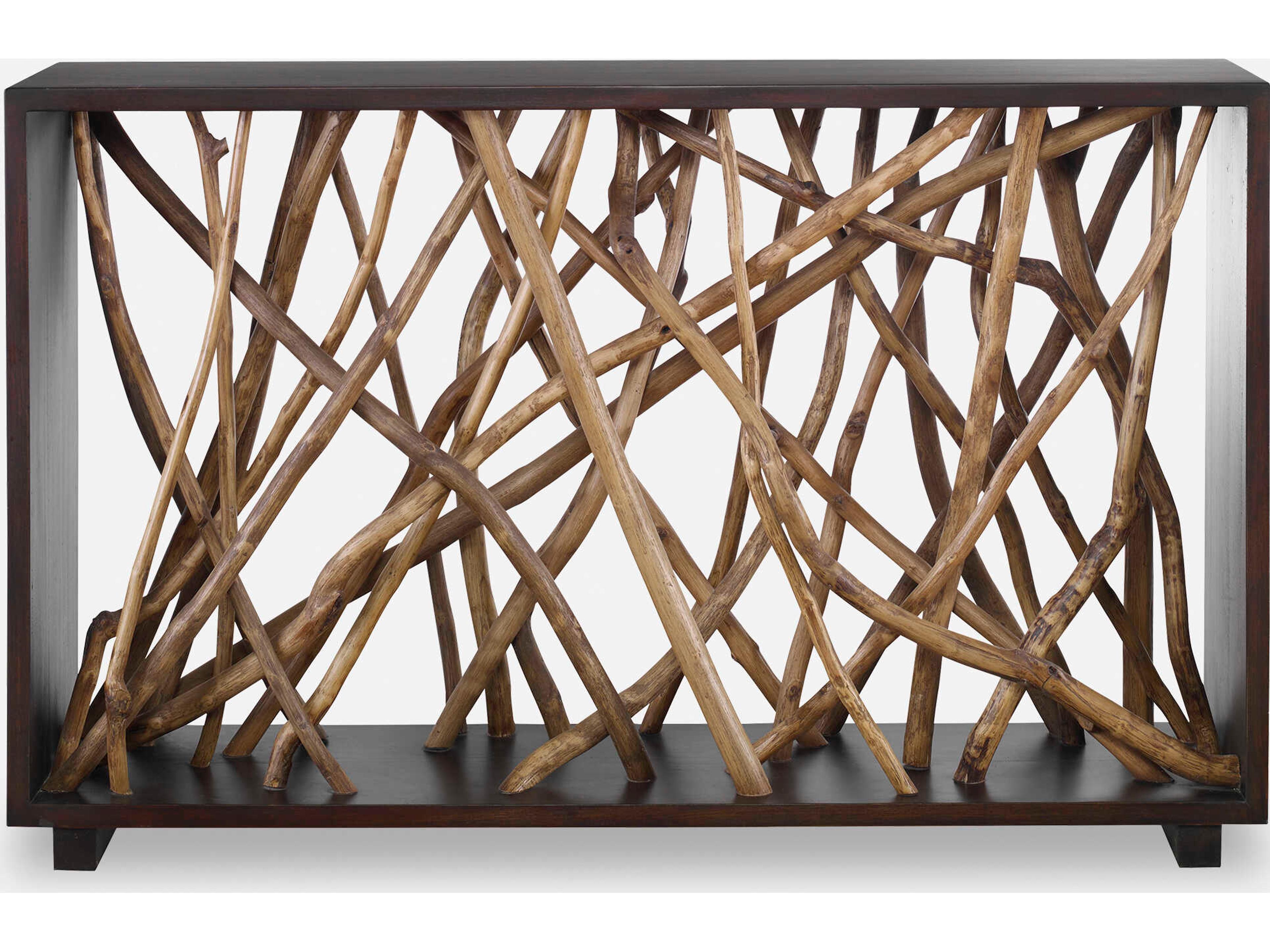 Uttermost Teak Maze Rectangular Wood Rich Walnut Stain Console Table