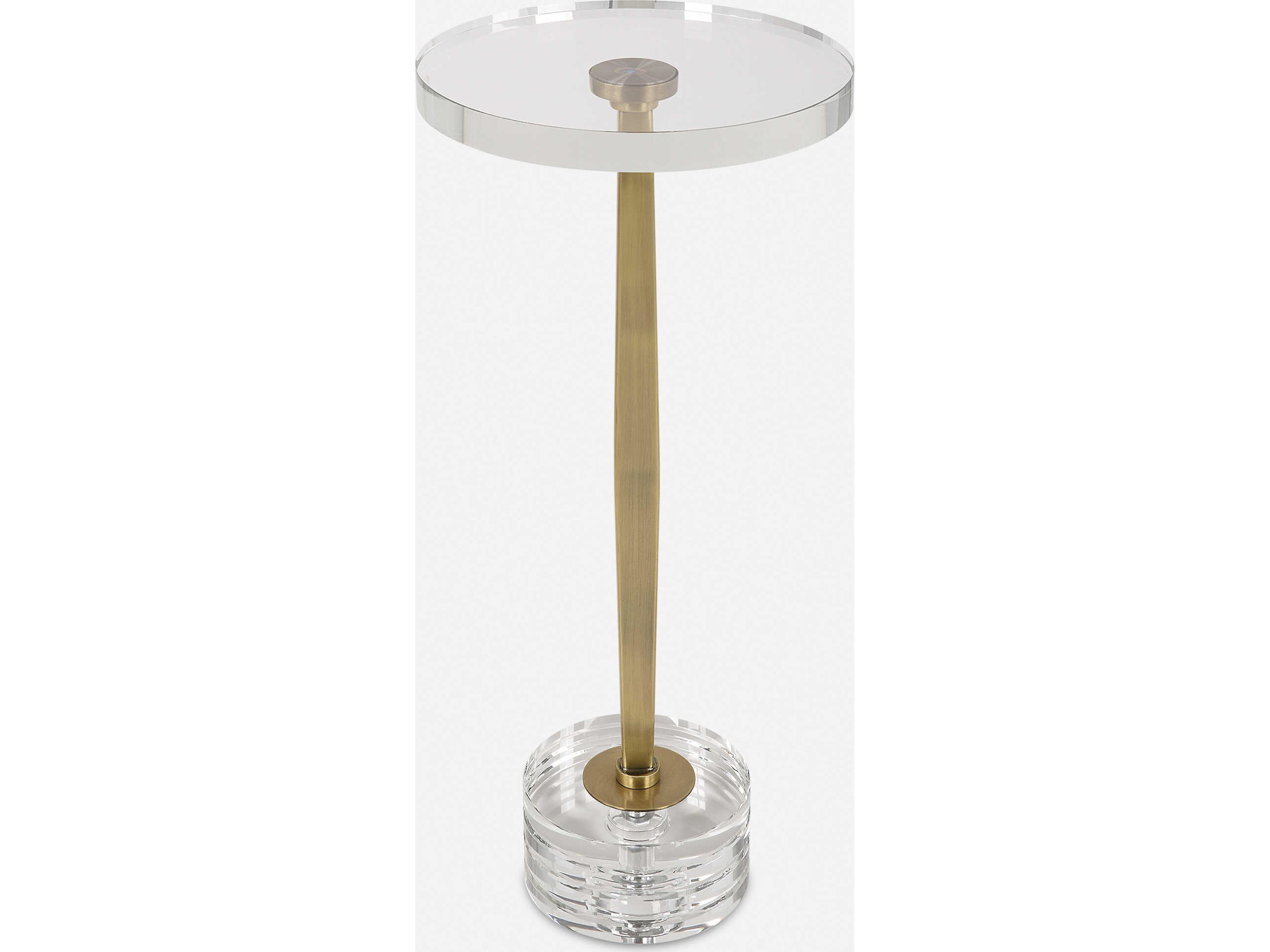 Uttermost Groove Round Brushed Gold End Table