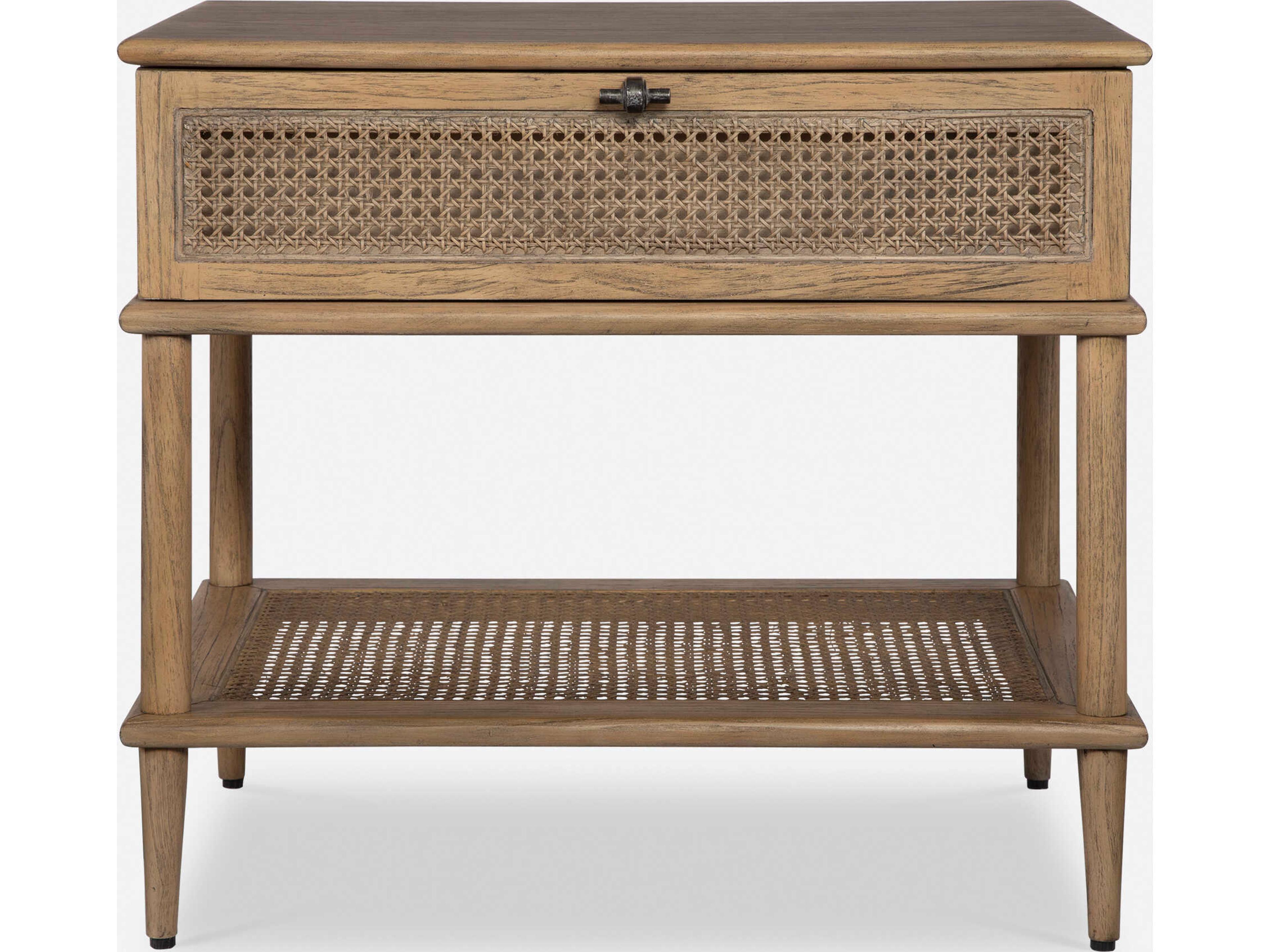 Uttermost Coast Rattan Cane Rectangular Wood Soft Oak End Table
