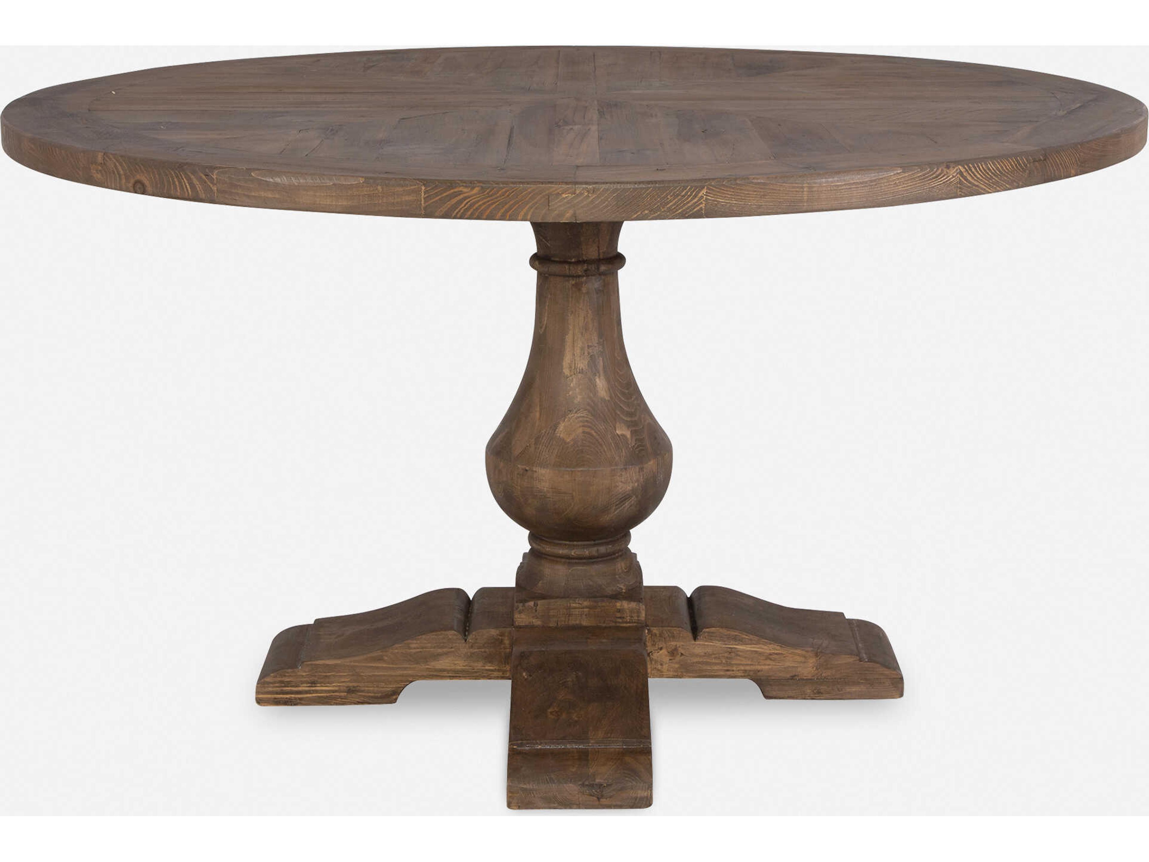 Uttermost Stratford Round Wood Stony Gray Wash Dining Table