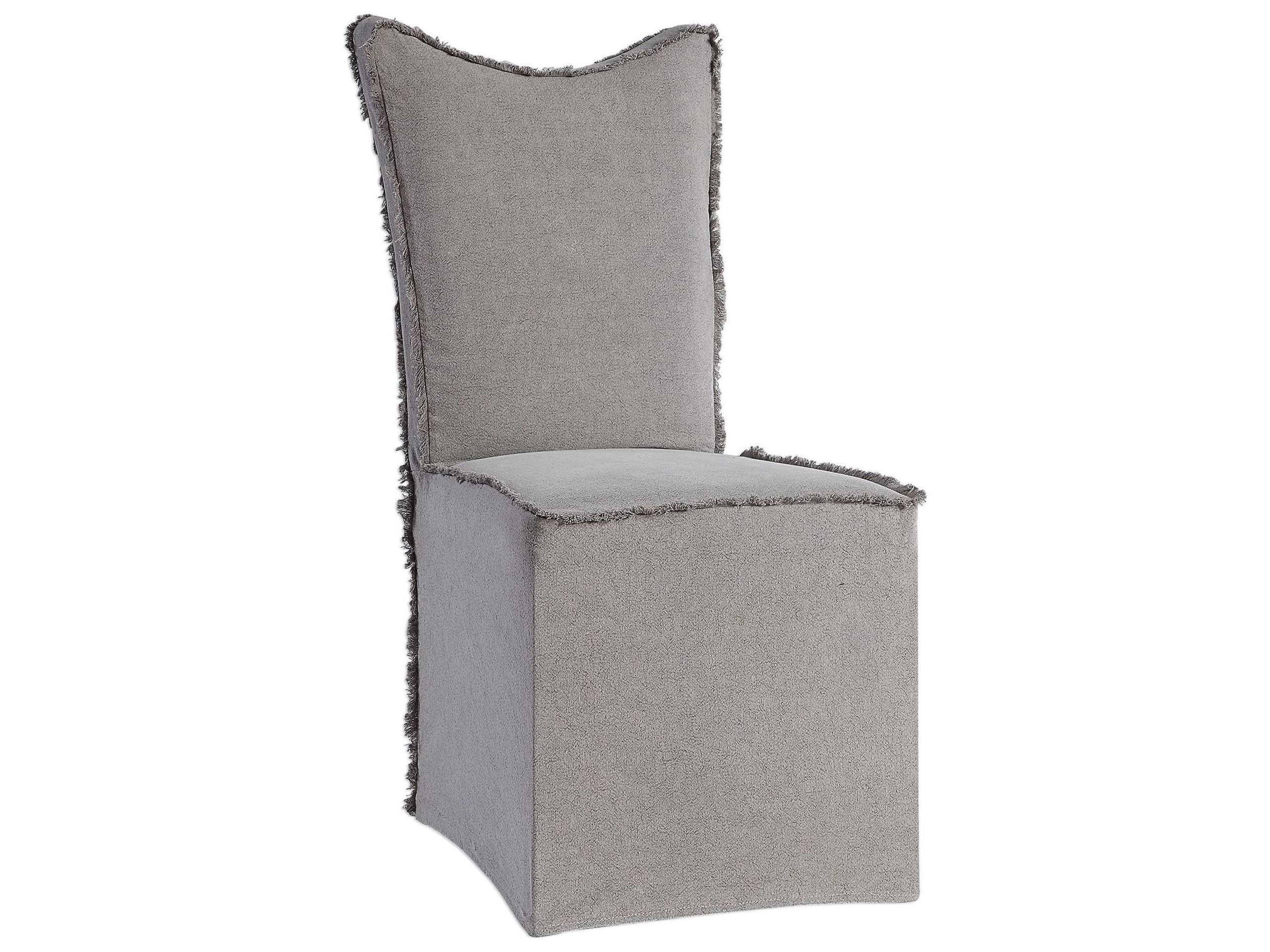 Uttermost Narissa Poplar Wood Gray Upholstered Side Dining Chair Set of 2