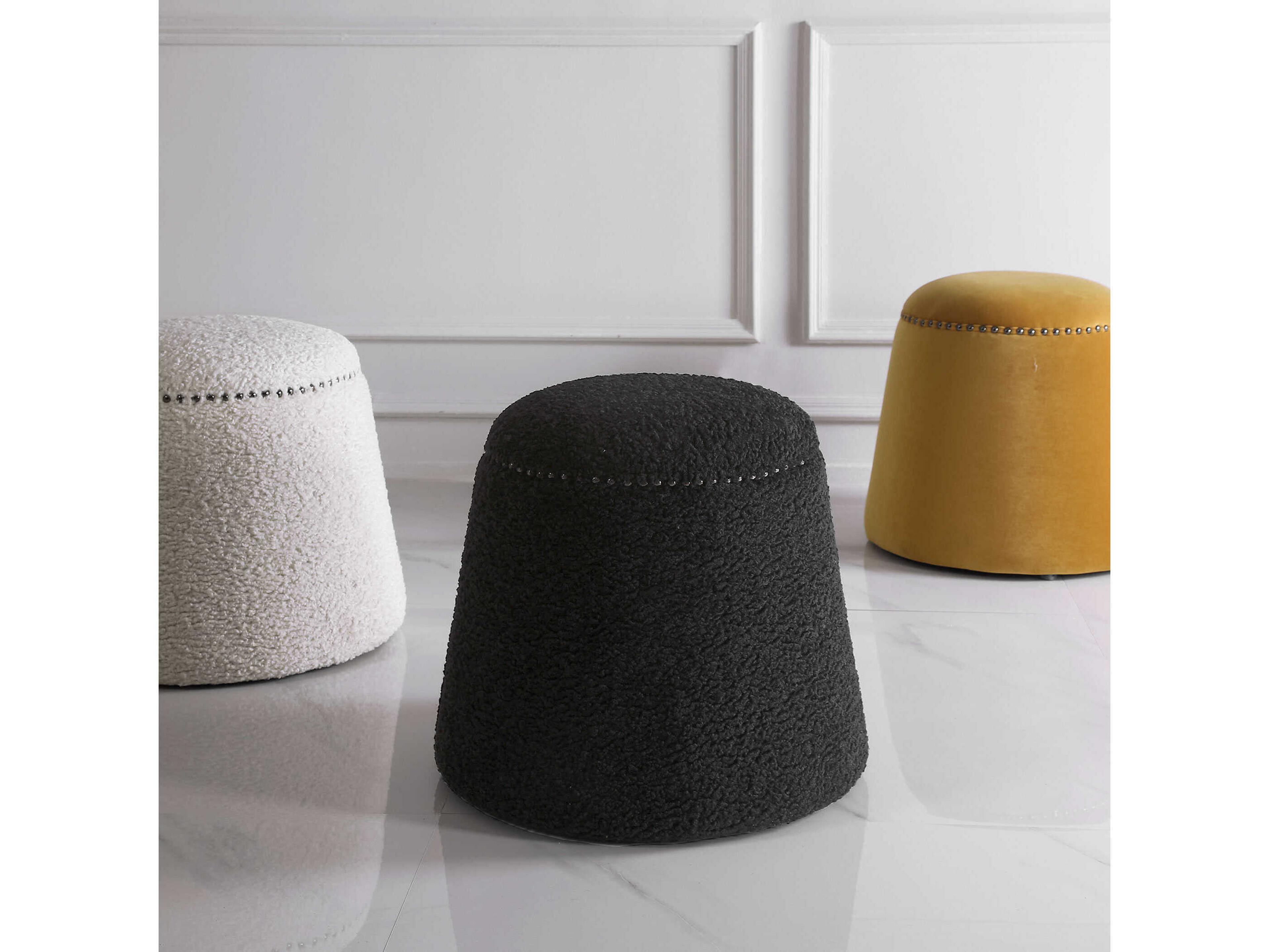 Uttermost Gumdrop Black Upholstered Ottoman