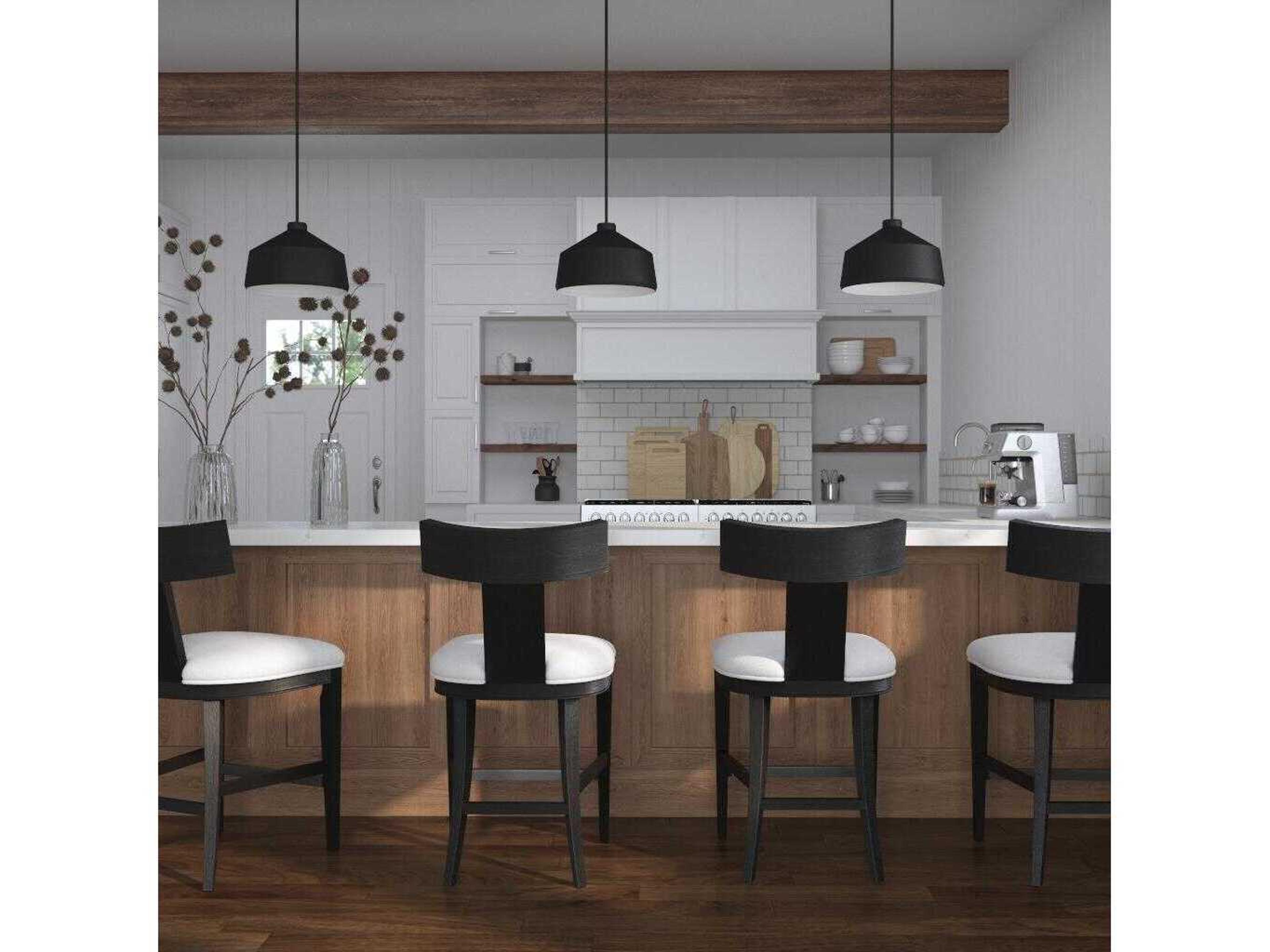 Uttermost Idris Upholstered Rubberwood Charcoal Black Counter Stool