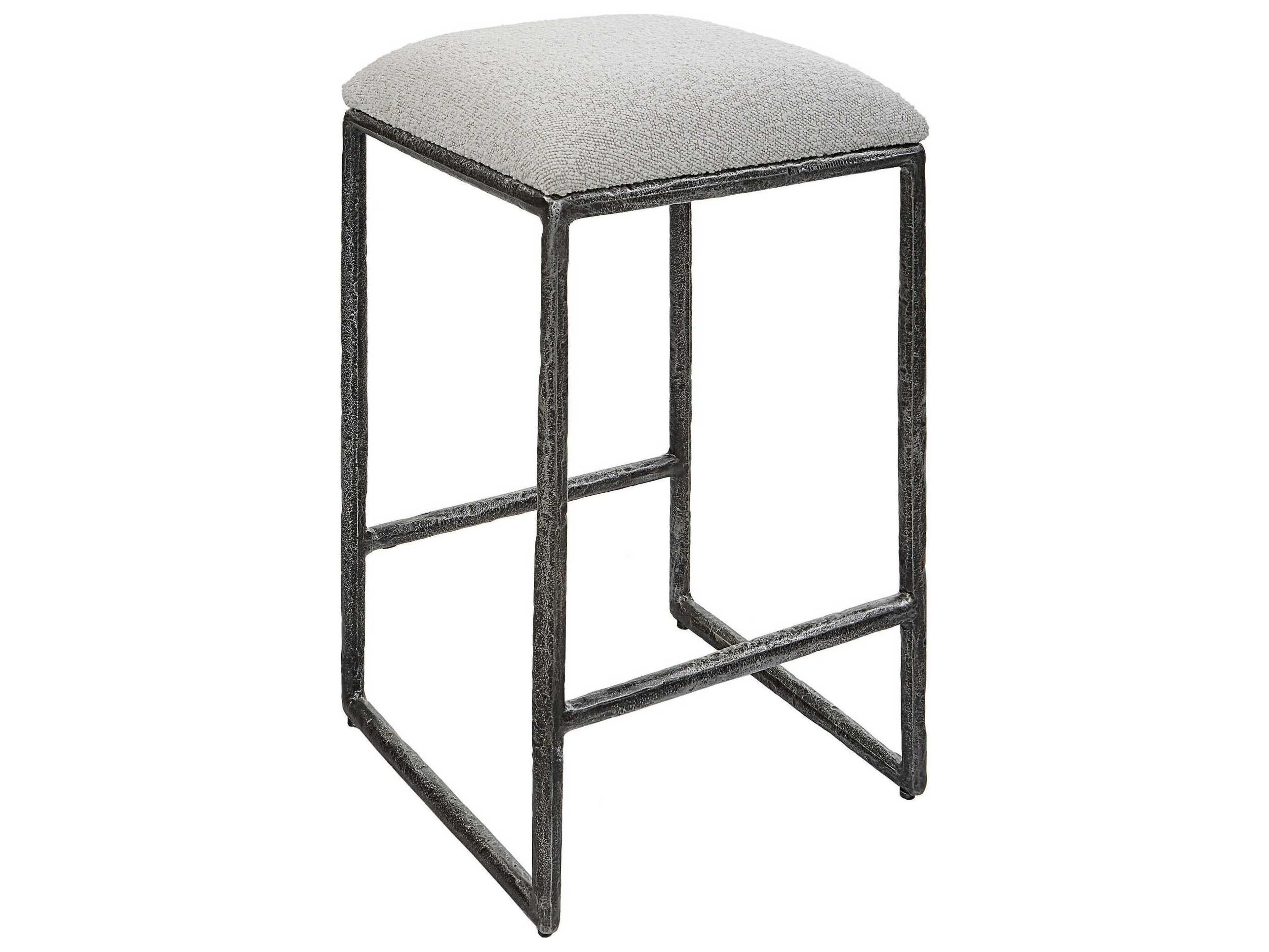 Uttermost Brisbane Upholstered Distressed Charcoal Counter Stool
