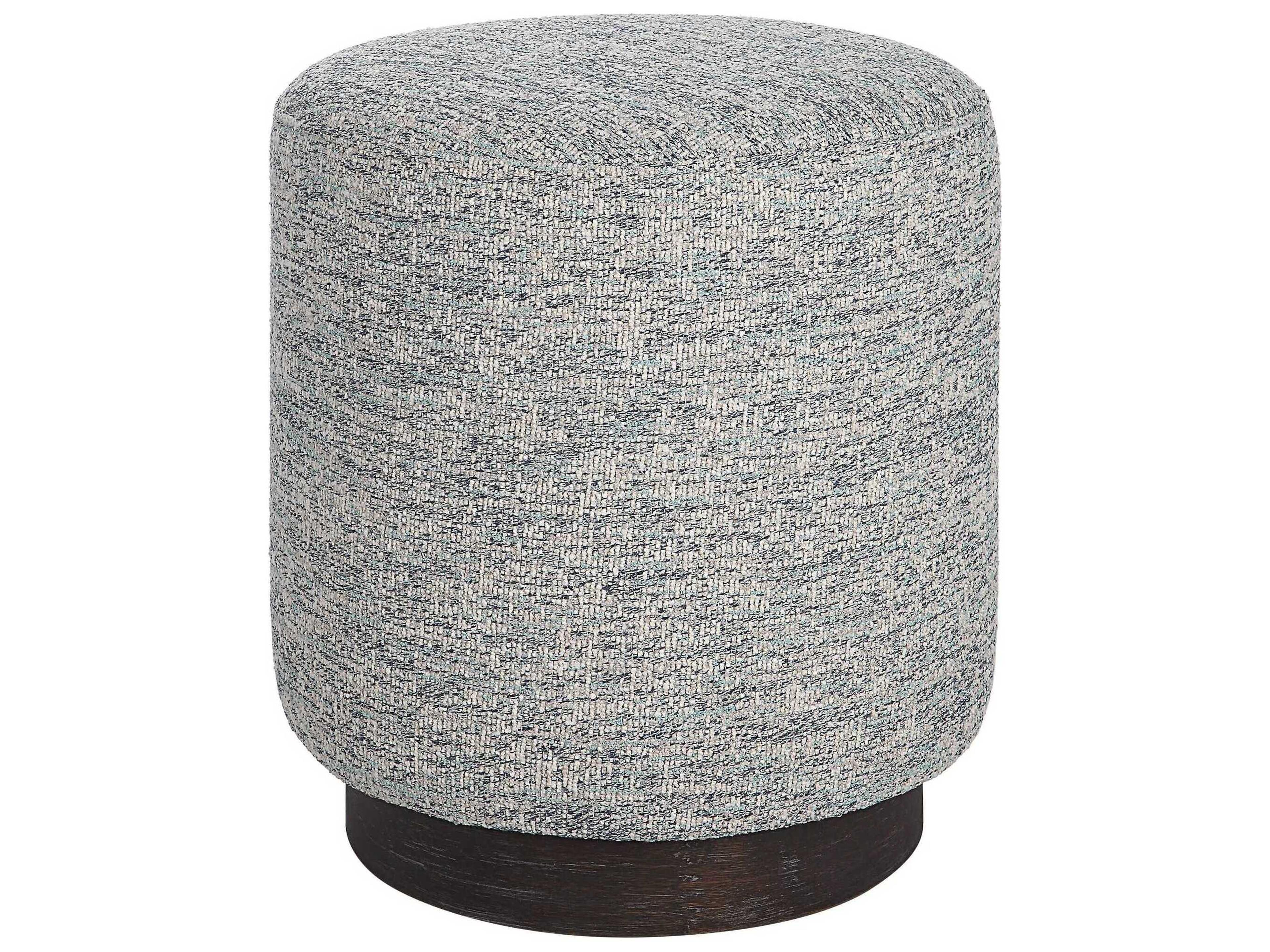 Uttermost Avila Casual Blue White Upholstered Ottoman