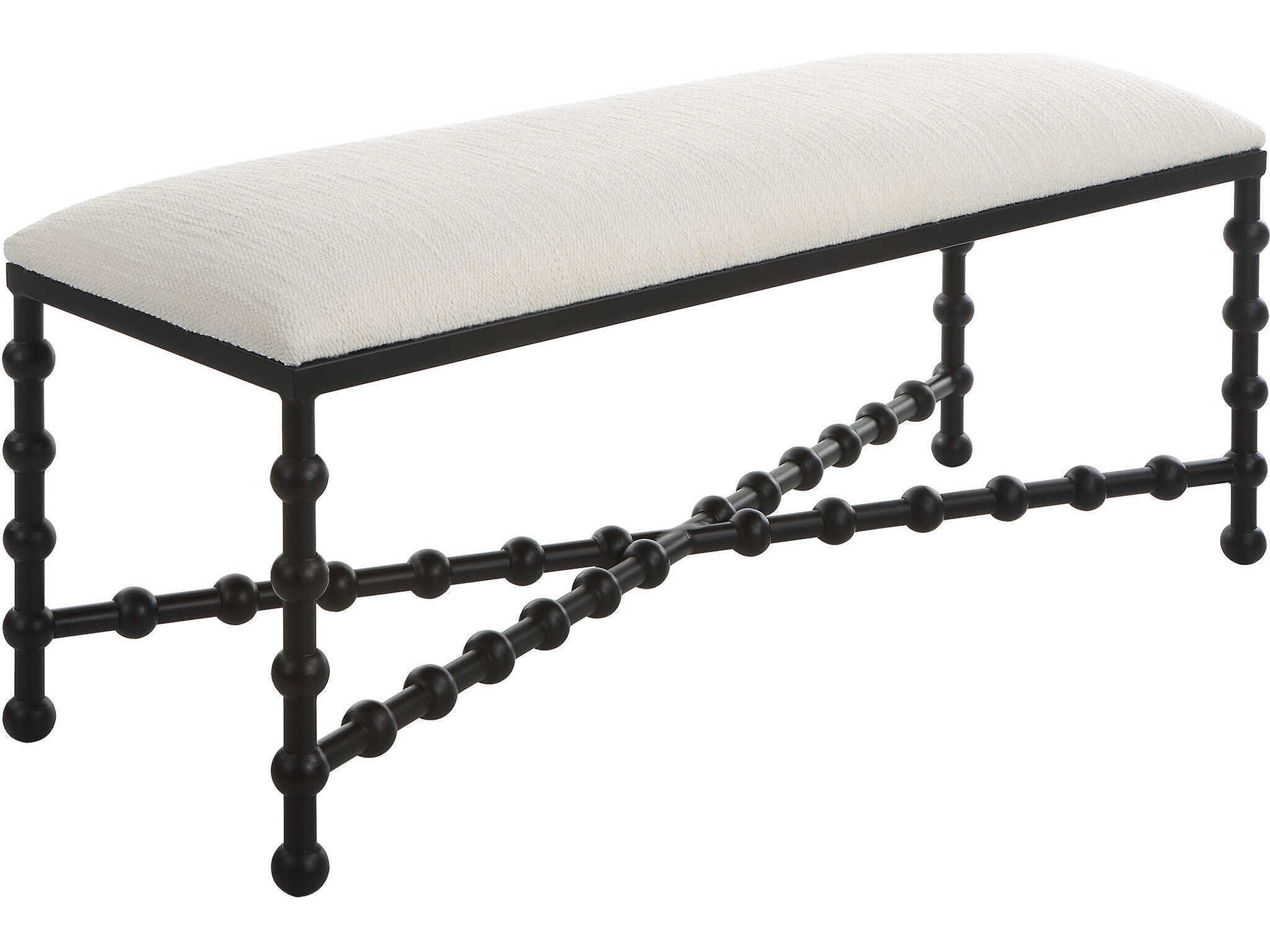 Uttermost White Black Upholstered Accent Bench