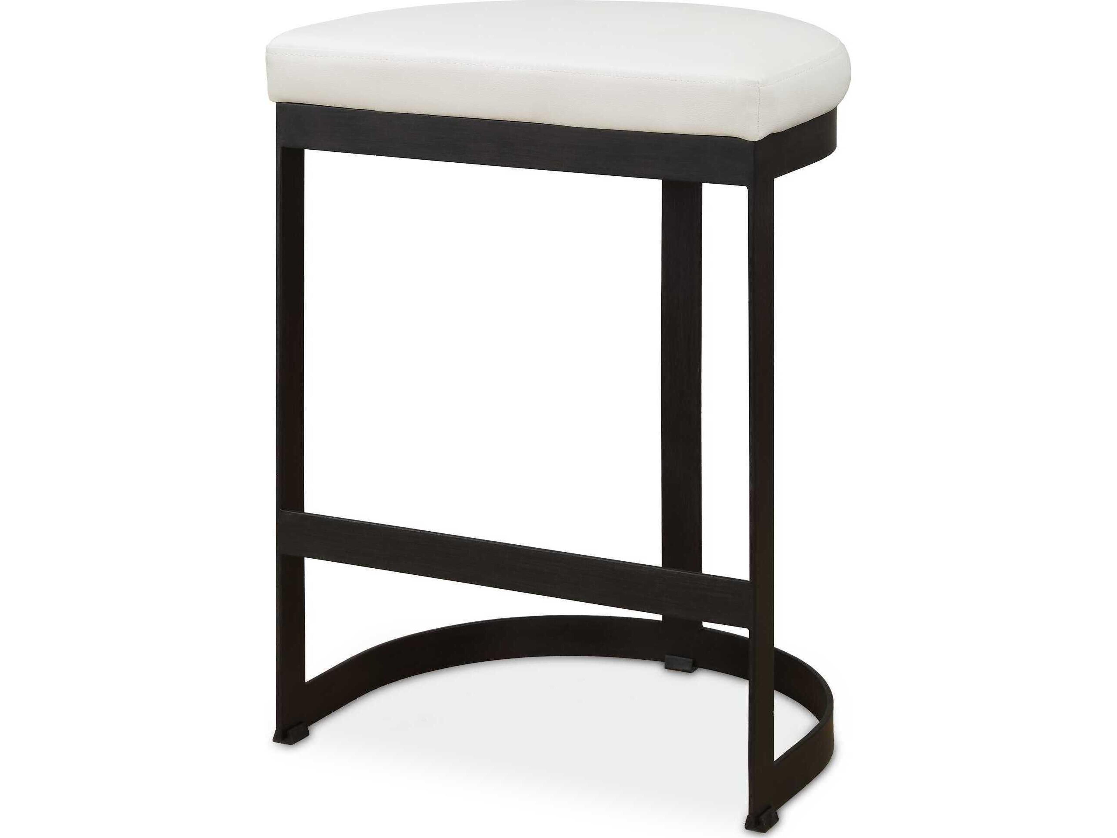 Uttermost Ivanna White Matte Black Faux Leather Counter Stool