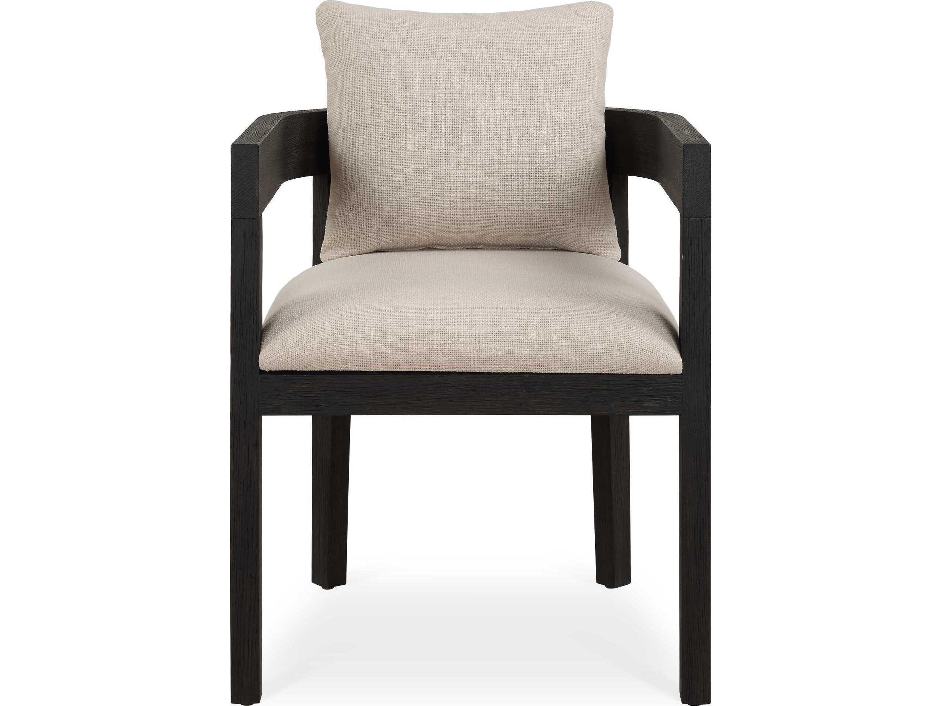 Uttermost Balboa Oak Wood Black Upholstered Arm Dining Chair