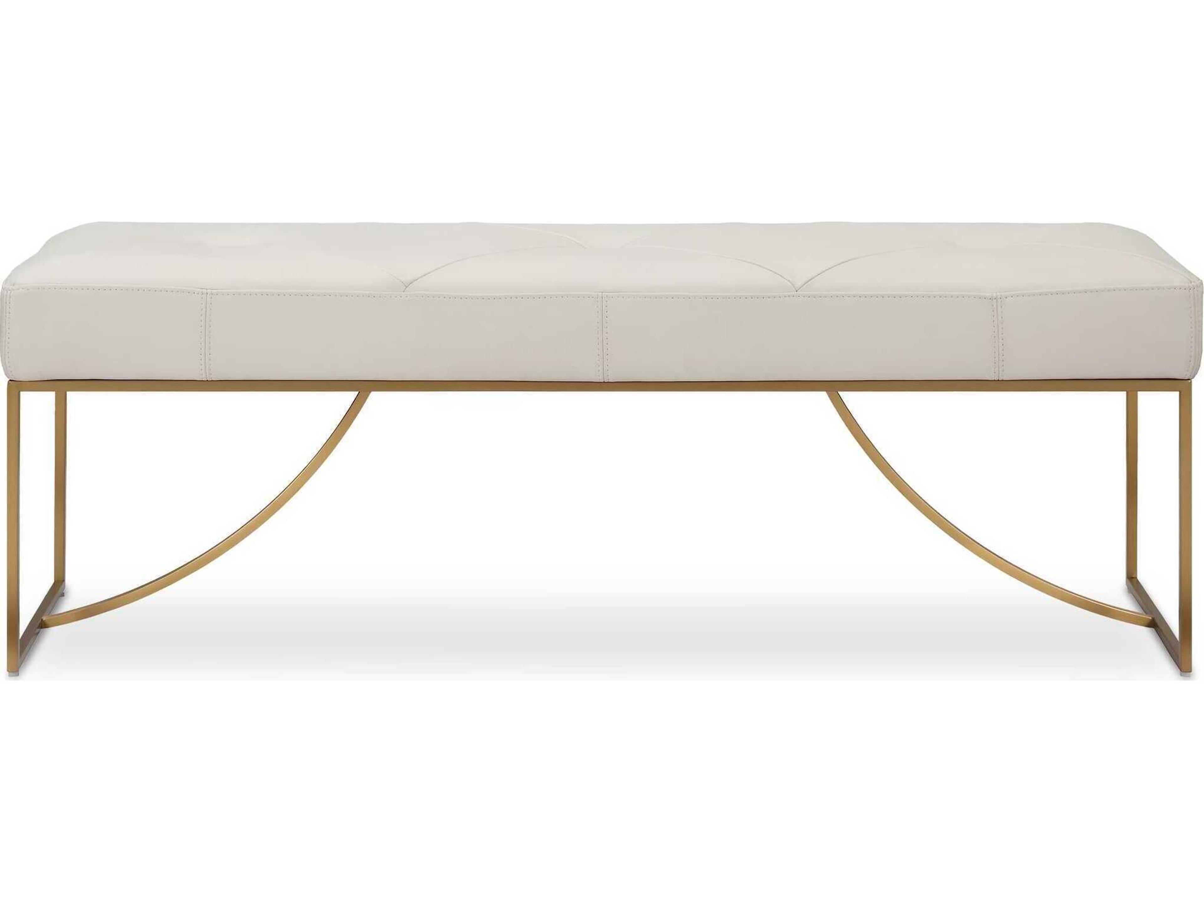 Uttermost Swale Ivory White Faux Leather Accent Bench