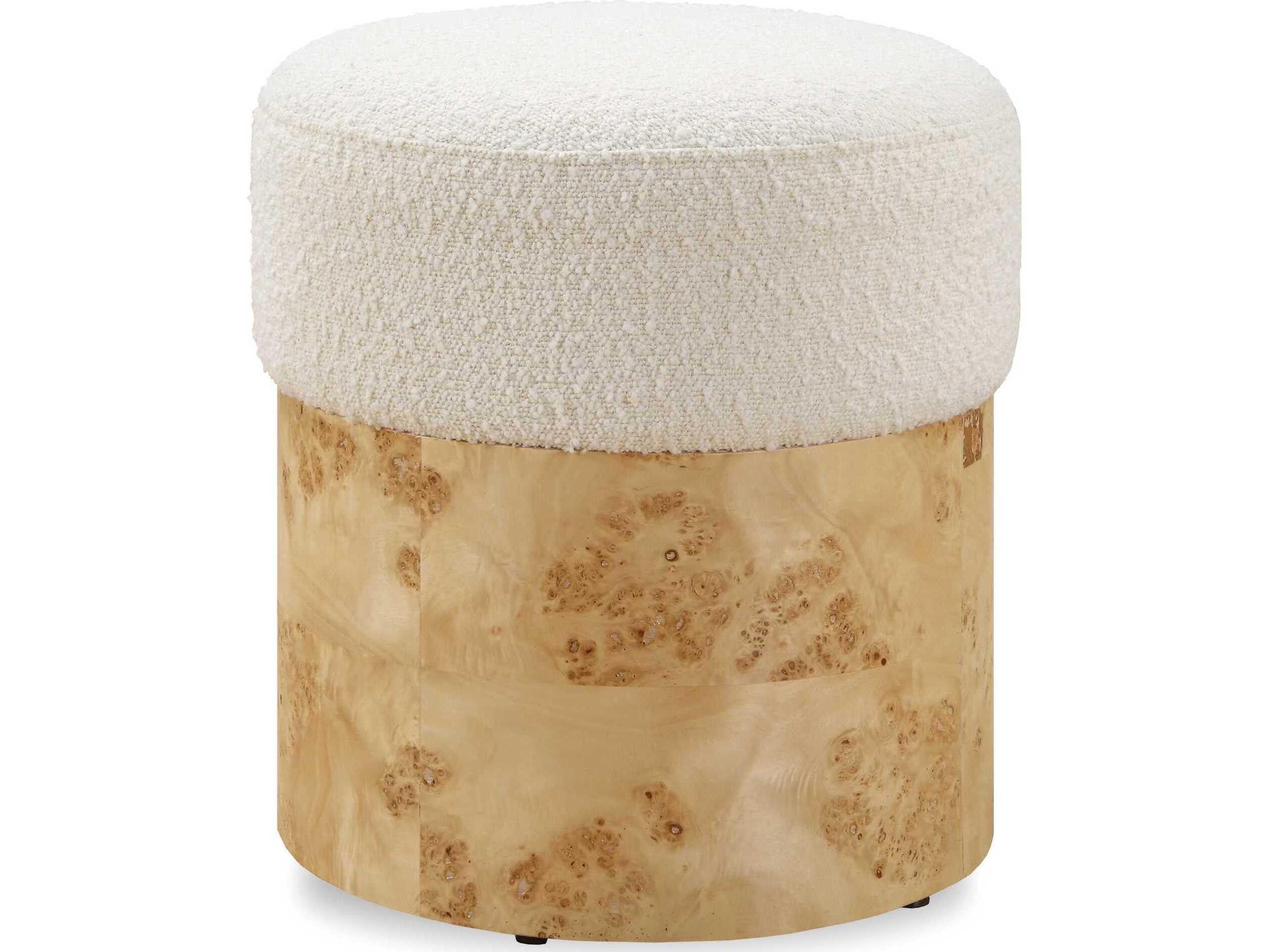 Uttermost Swirls Ivory Maple Beige Upholstered Ottoman