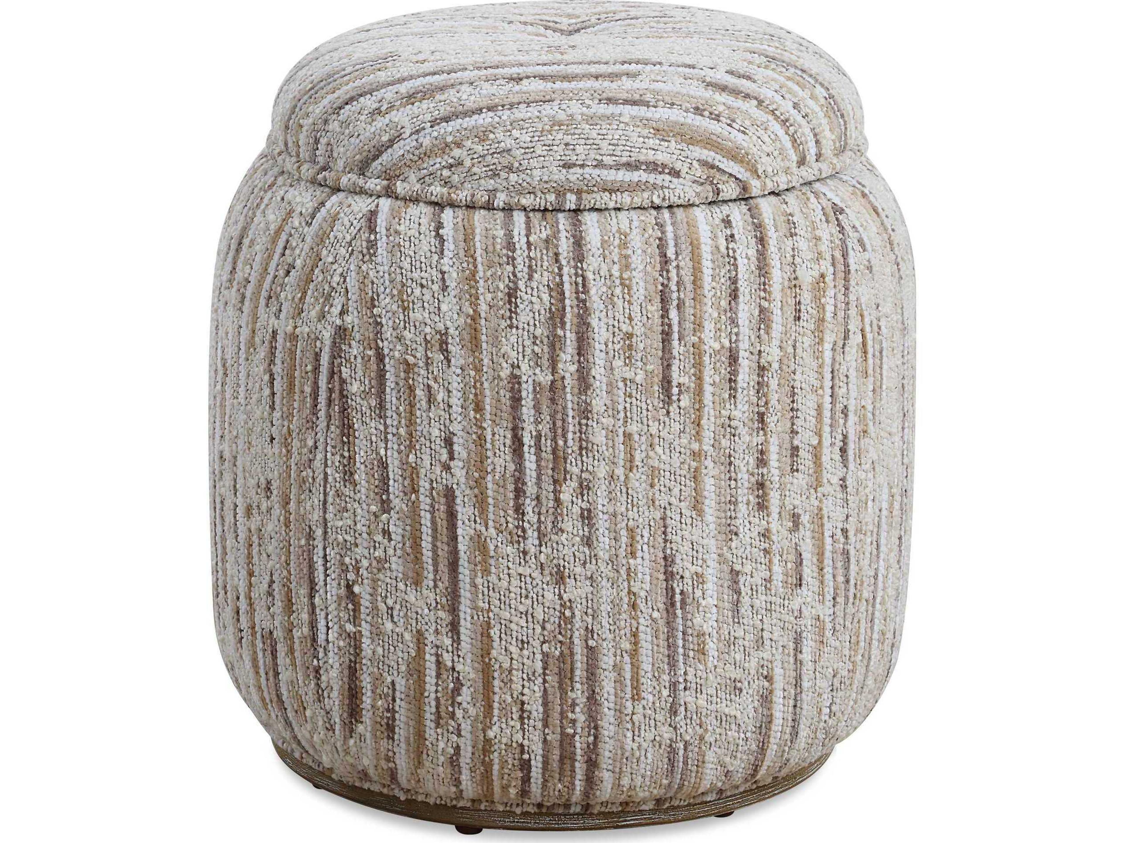 Uttermost Dialogue Ivory Tan Upholstered Ottoman