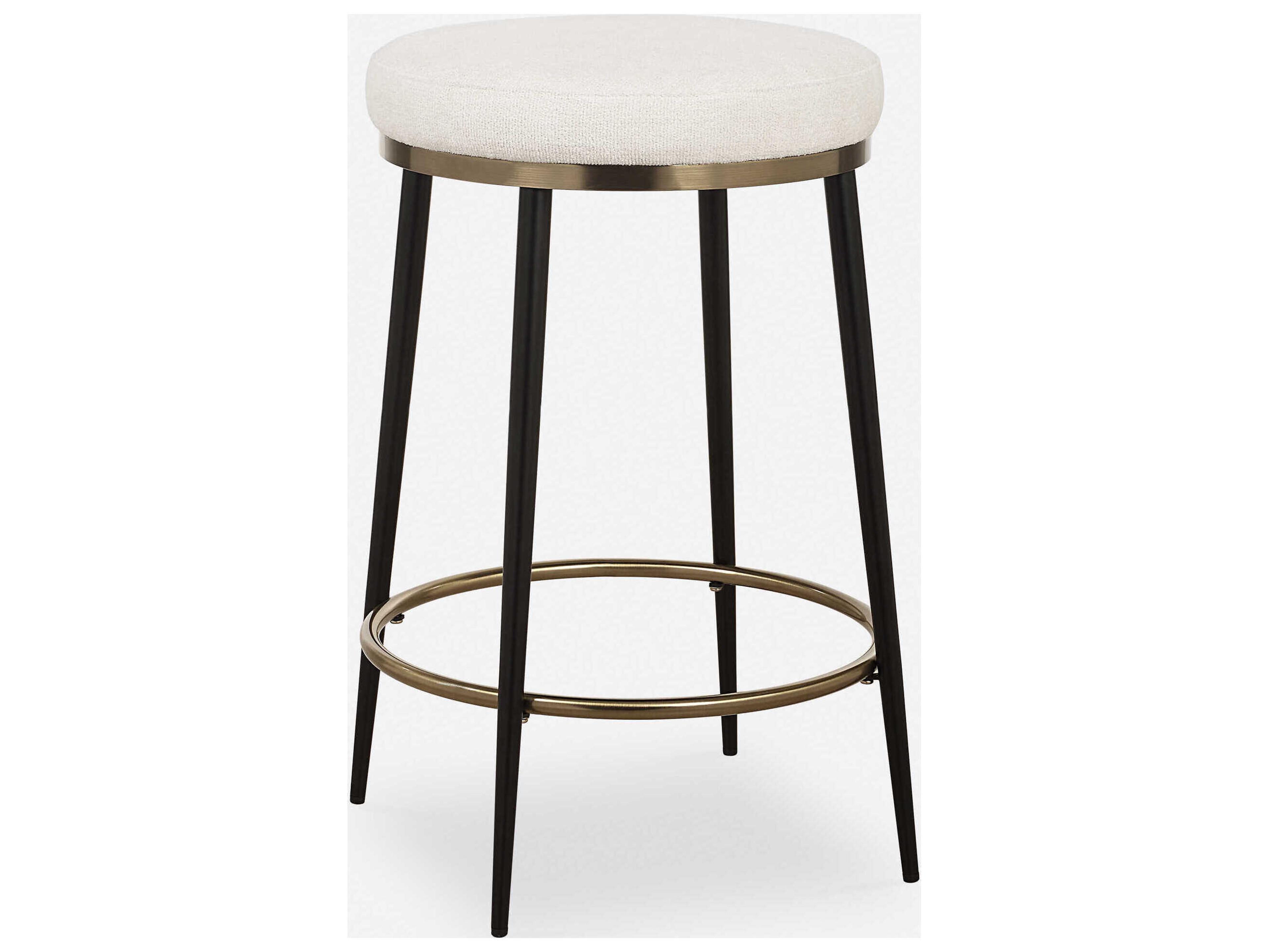 Uttermost Ensemble Cream Matte Black Upholstered Counter Stool