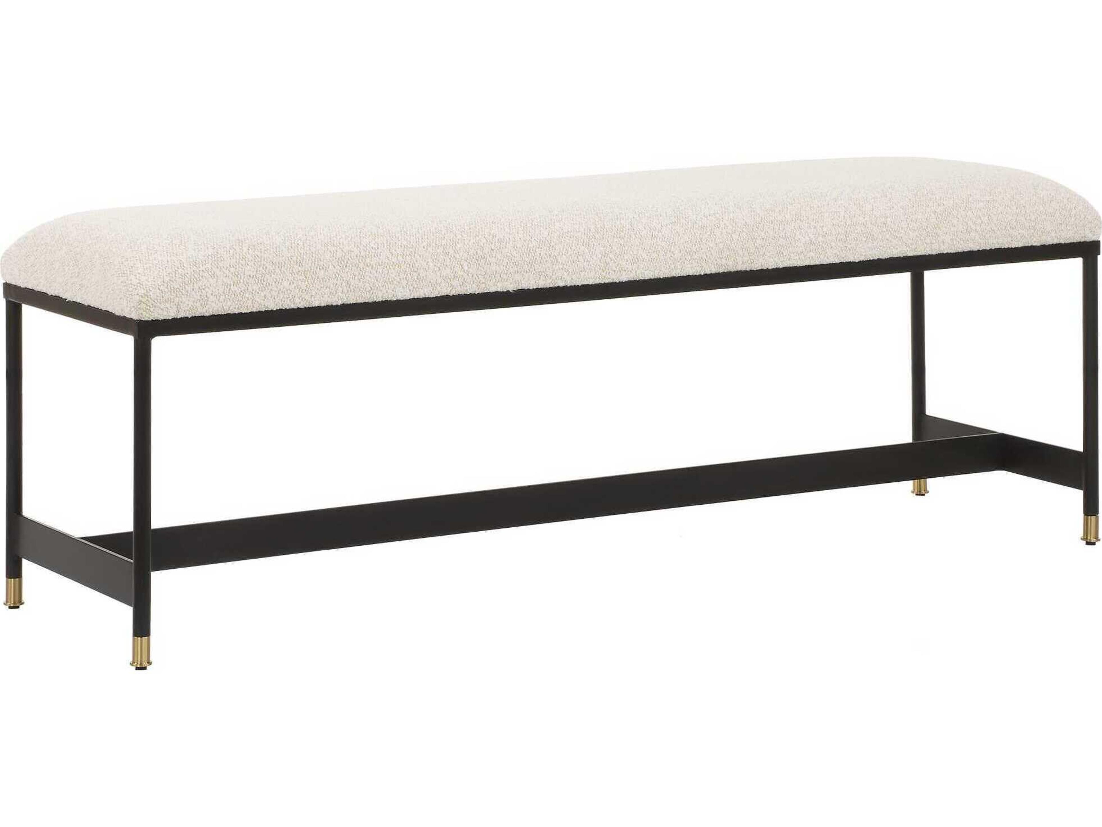 Uttermost Halston Black White Upholstered Accent Bench