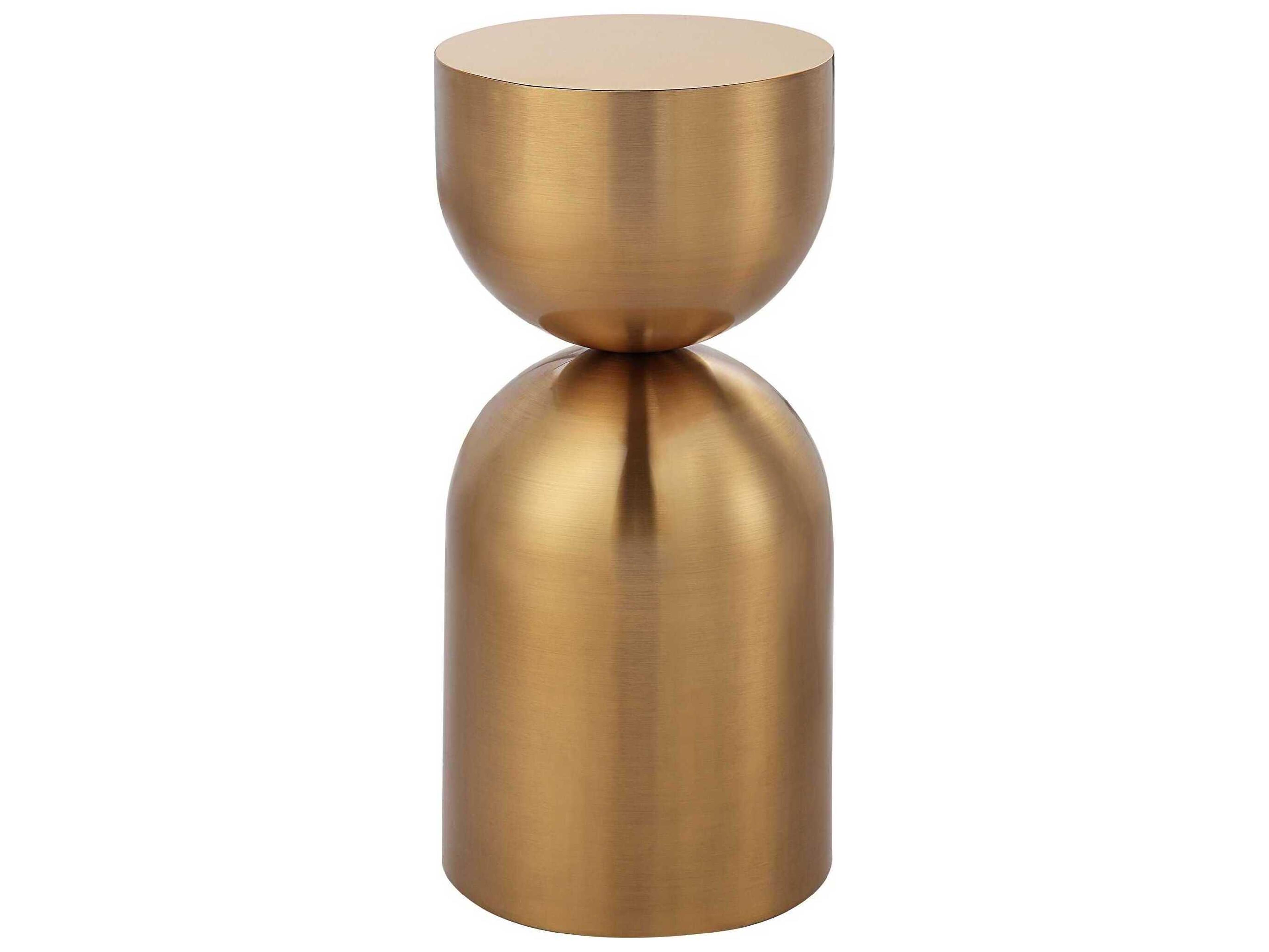 Uttermost Golden Vessel Round Steel Plated Gold End Table