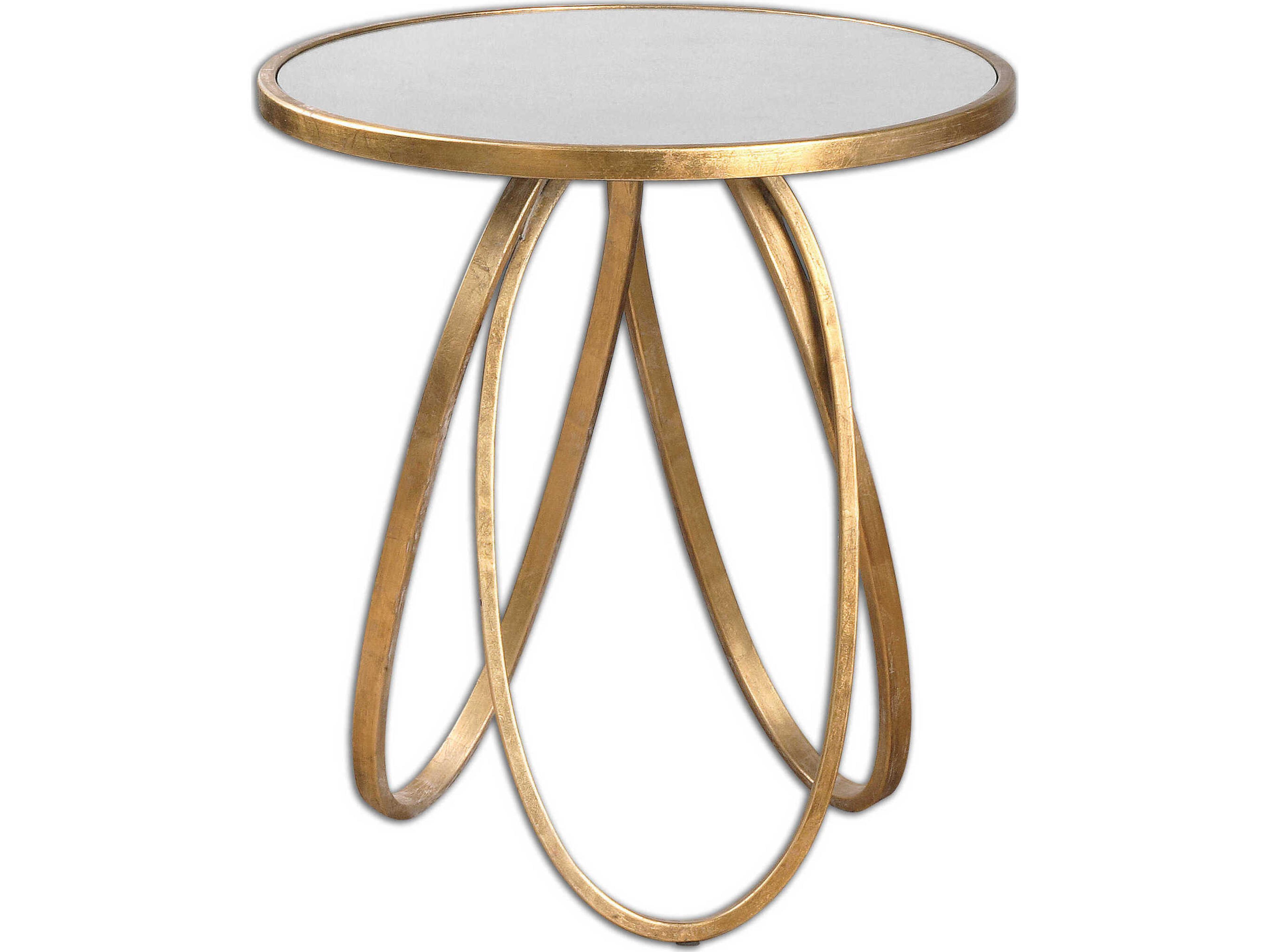 Uttermost Montrez Round Glass Gold Leaf End Table
