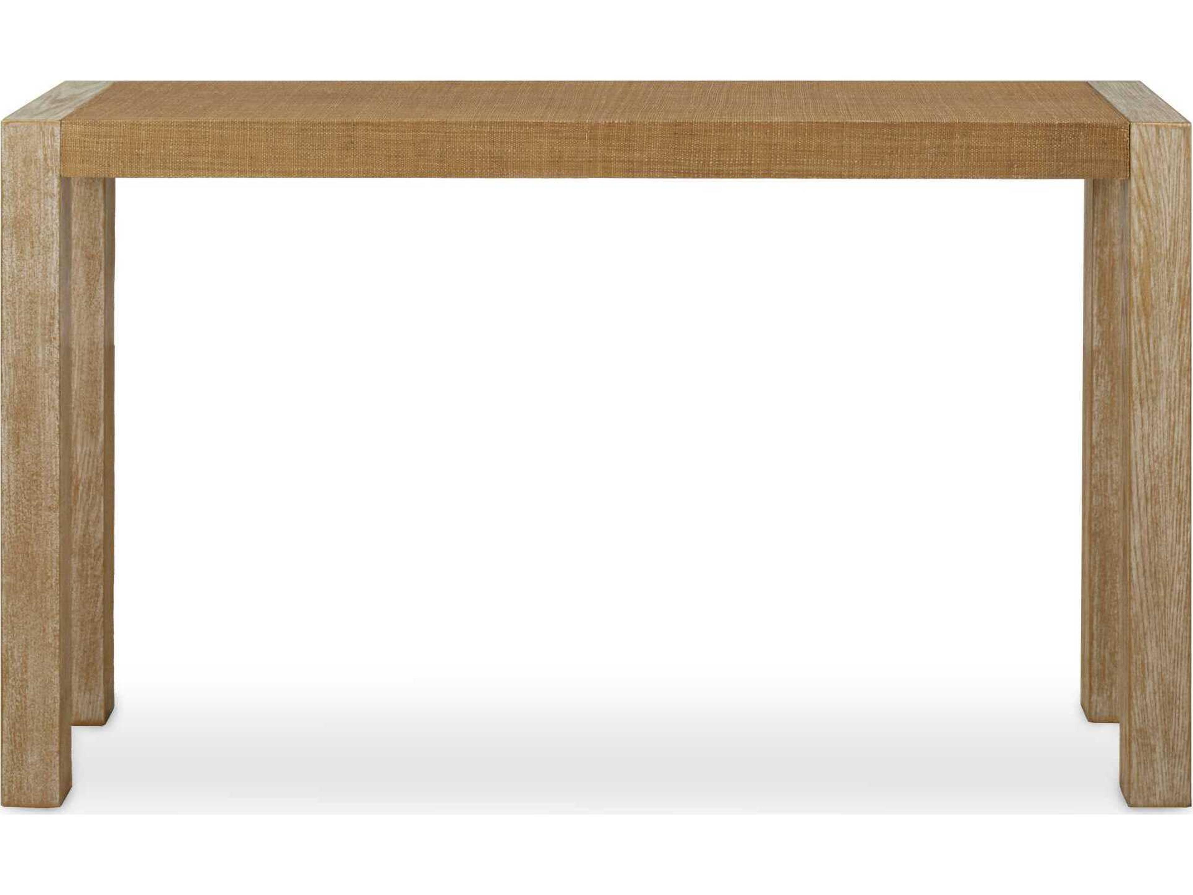 Uttermost Bentley Rectangular Wicker Textured Grasscloth Gold Metallic Console Table