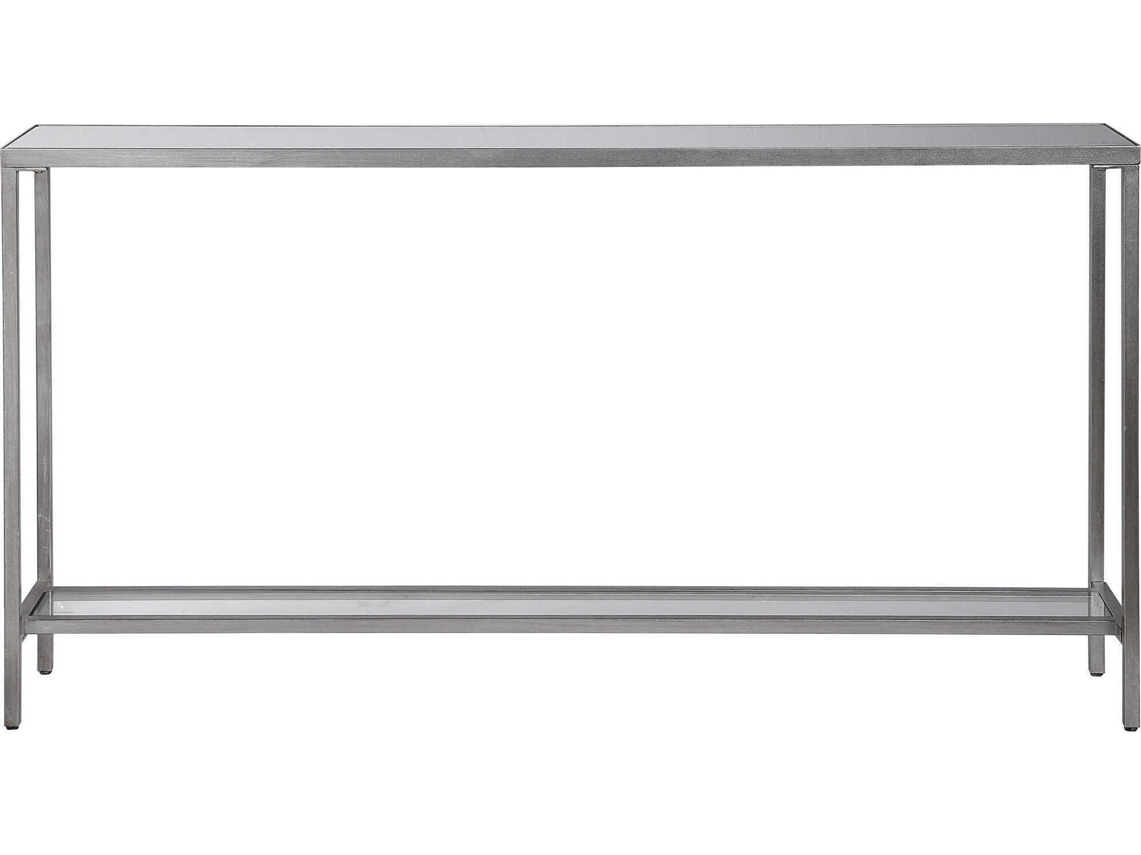 Uttermost Hayley Rectangular Glass Antique Silver Leaf Console Table