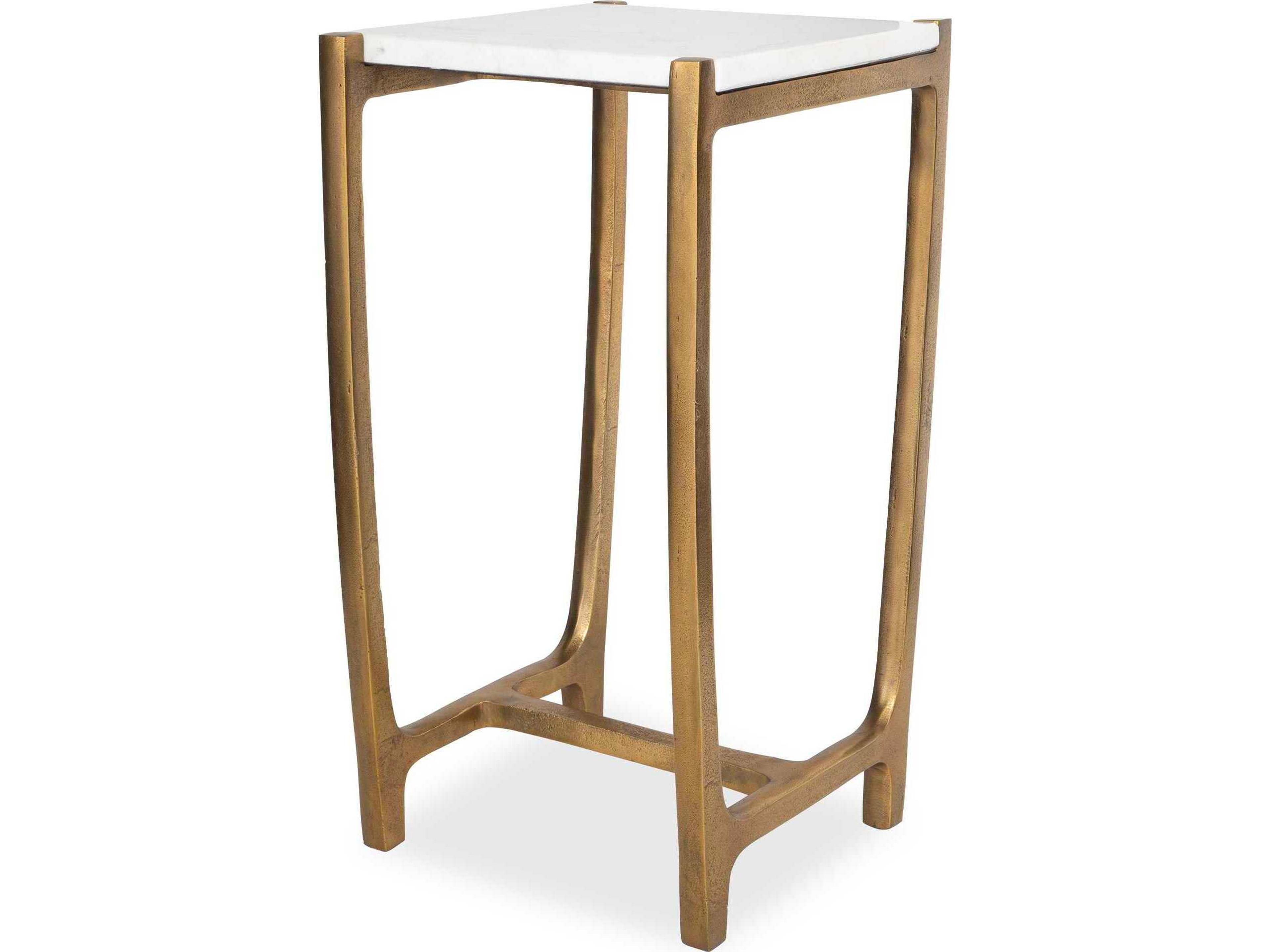 Uttermost Affinity Square Marble Antique Gold End Table
