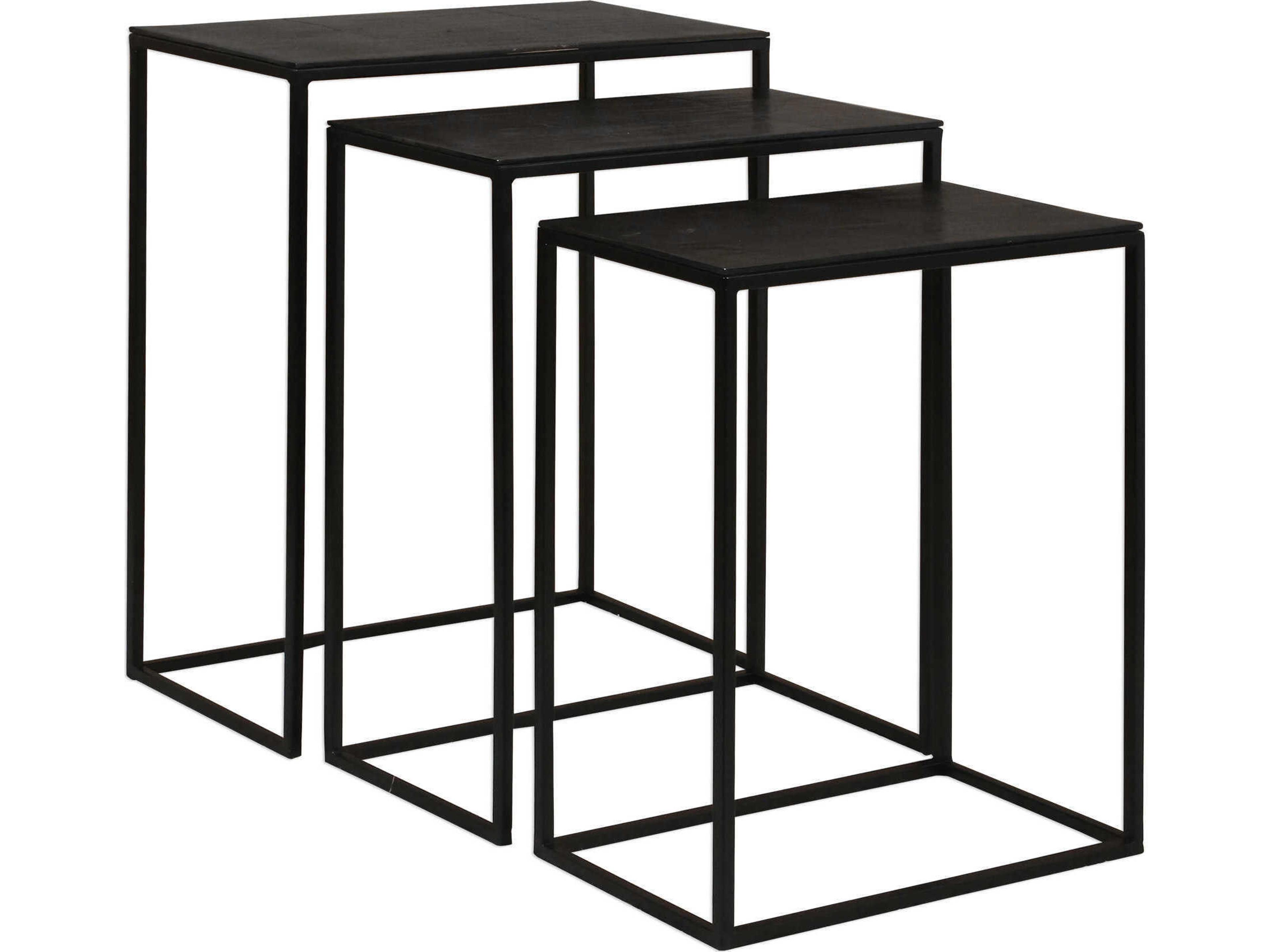 Uttermost Coreene Rectangular Metal Aged Black End Table