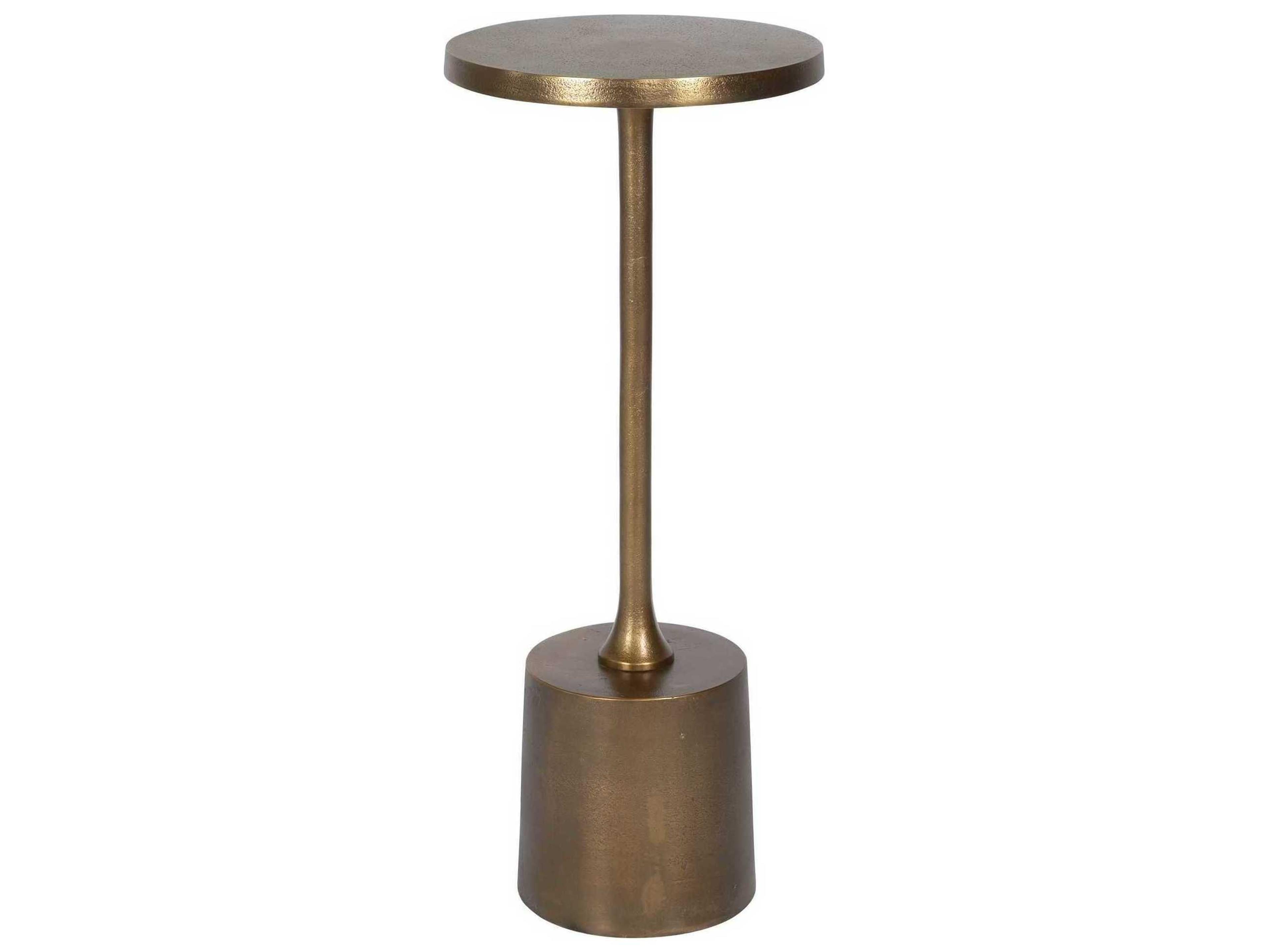 Uttermost Sanaga Round Metal Antique Gold End Table