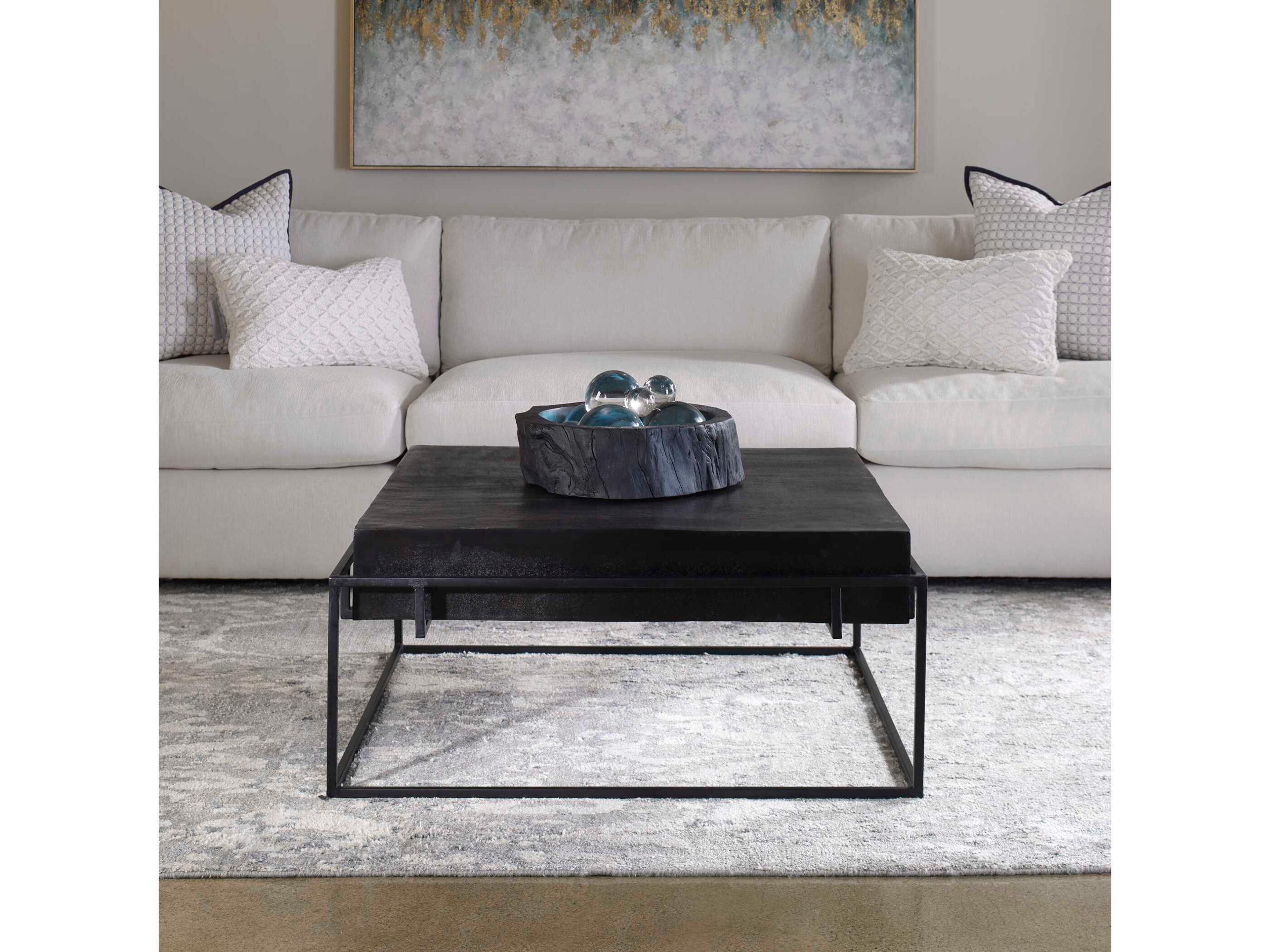 Uttermost Telone Square Metal Dark Oxidized Black Coffee Table