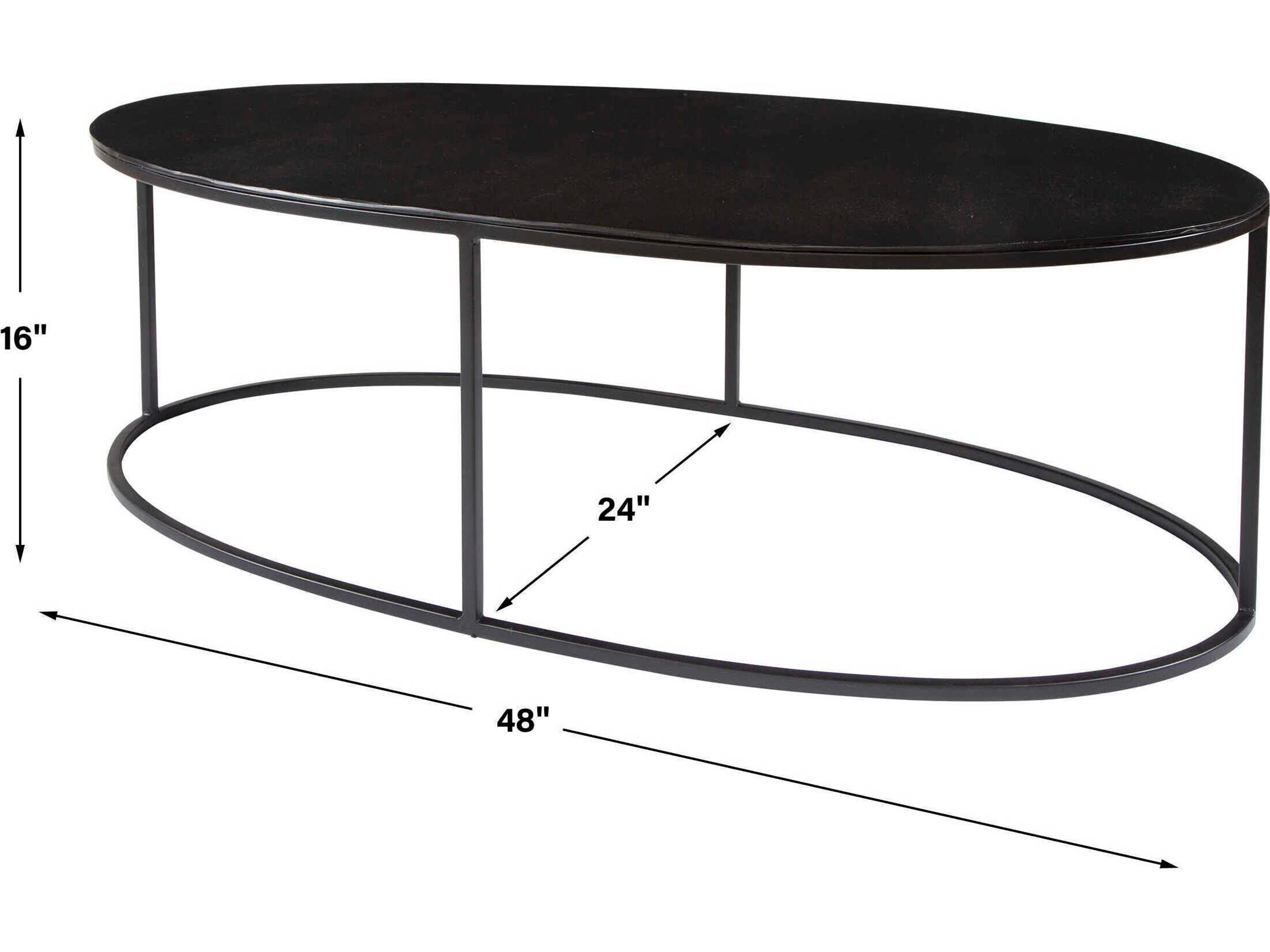 Uttermost Coreene Oval Metal Plated Antique Black Coffee Table