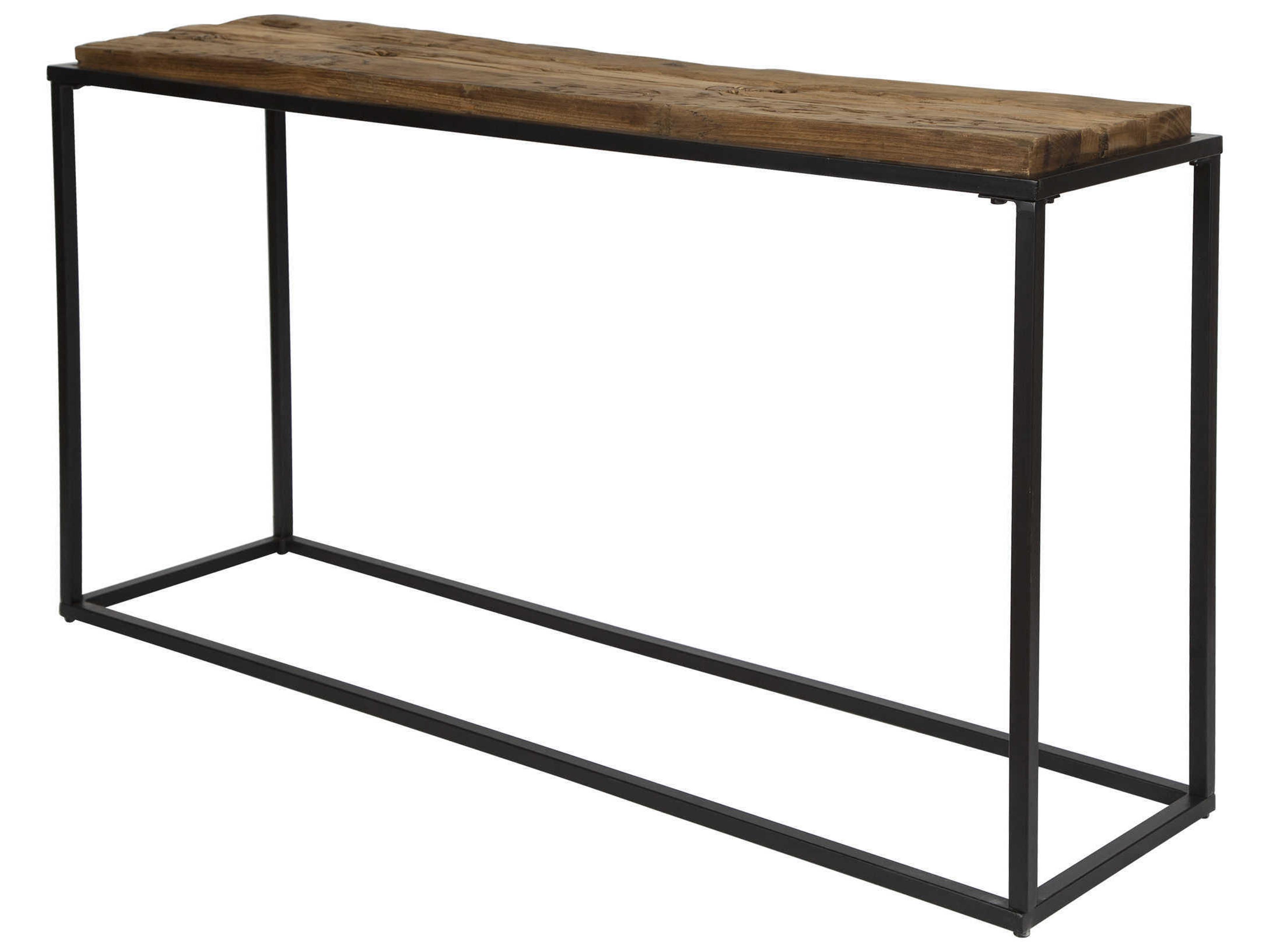 Uttermost Holston Salvaged Wood Rectangular Natural Satin Black Console Table