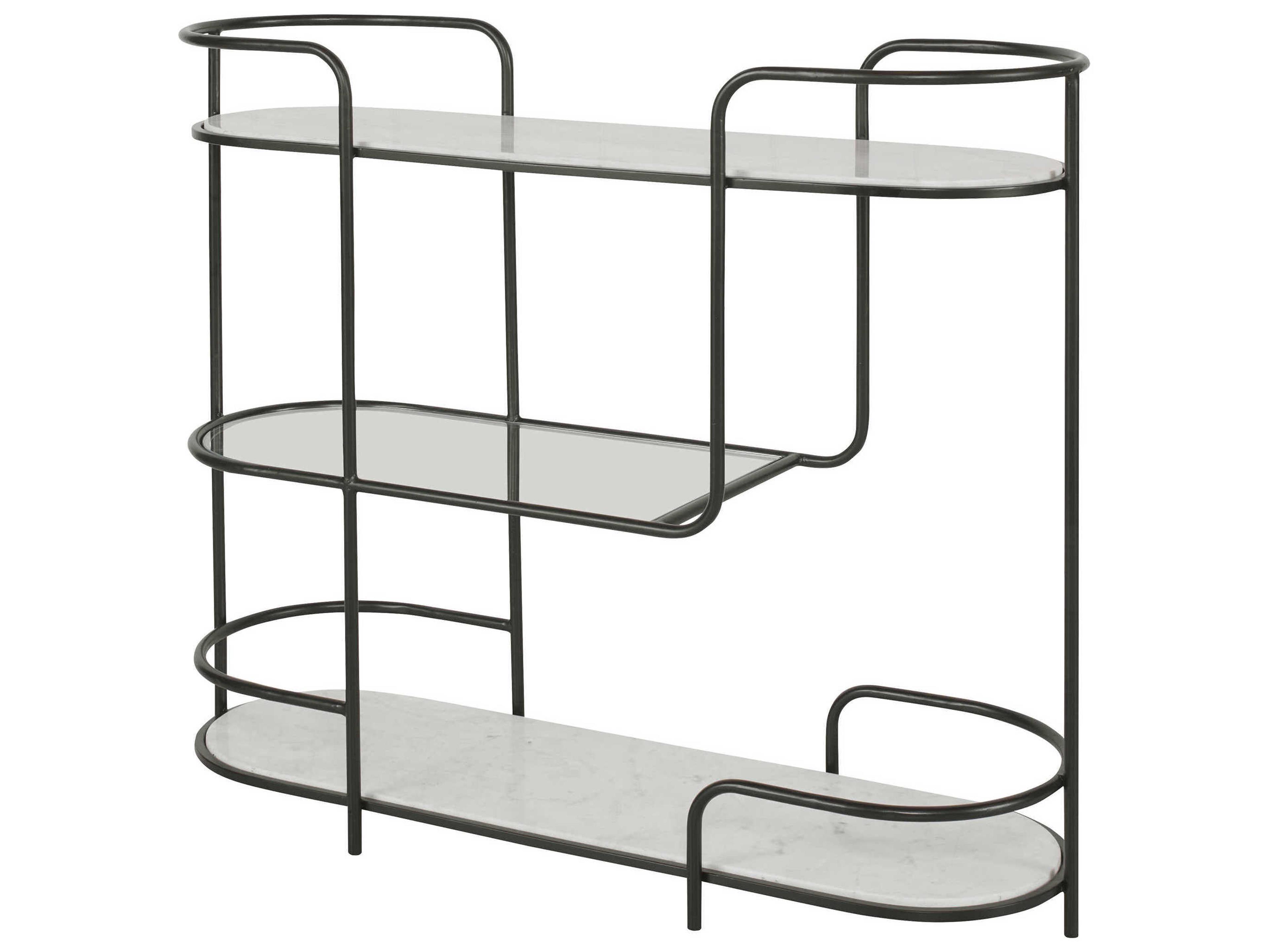 Uttermost Trolley Bar Marble Satin Black Cart