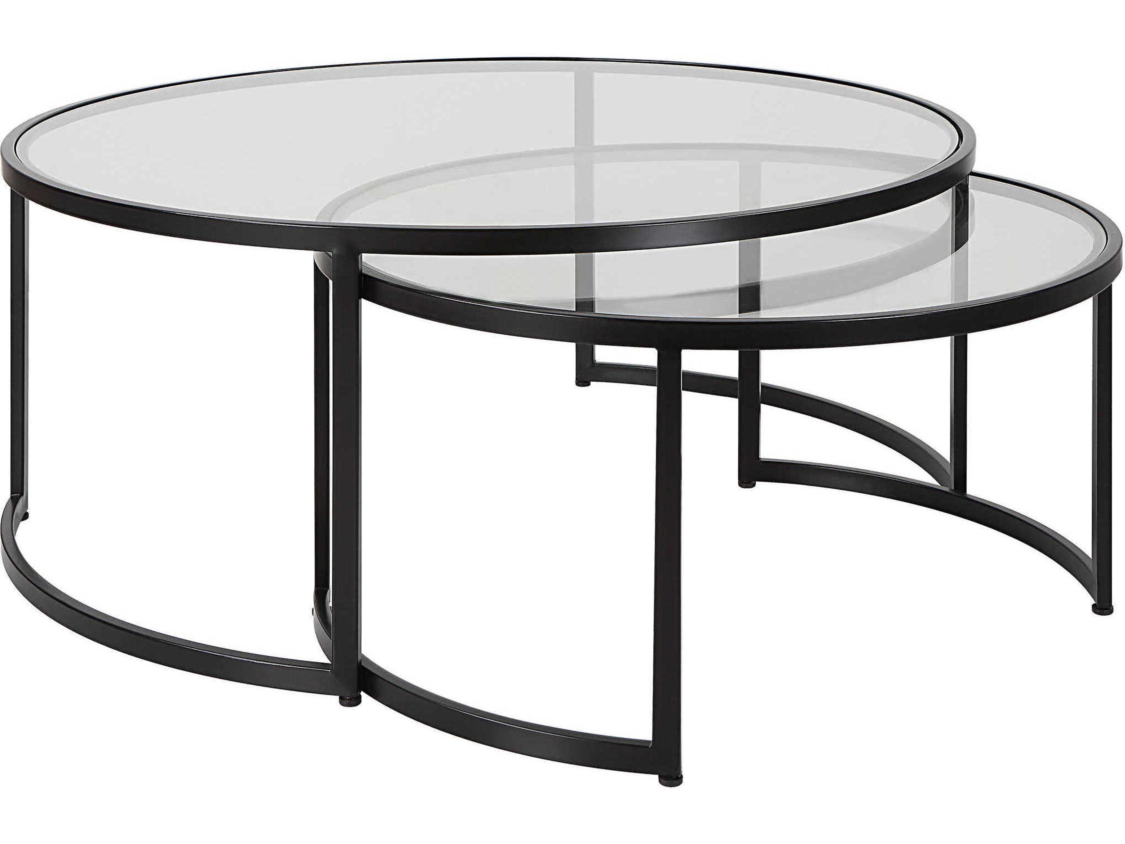 Uttermost Rhea Round Glass Satin Black End Table
